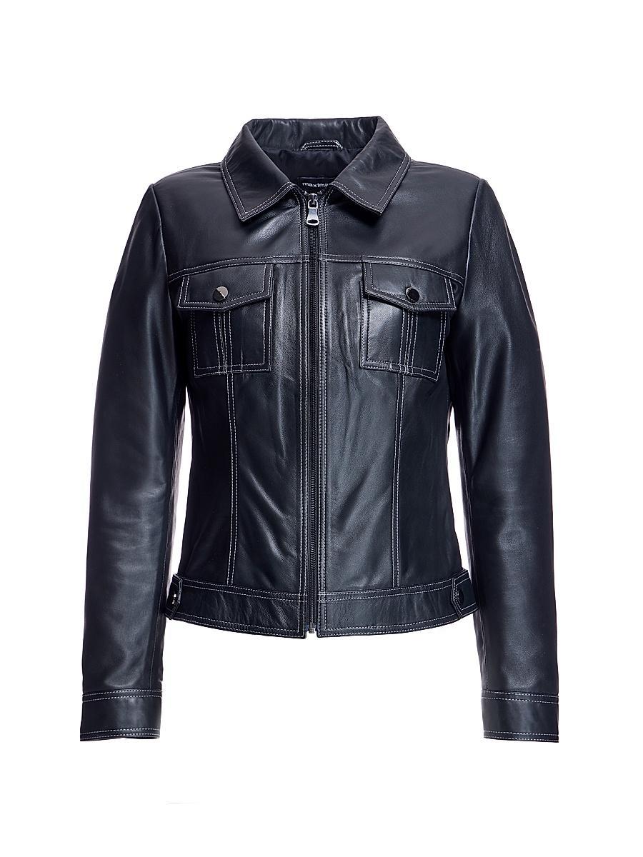 Womens Leather Shirt Jacket Product Image