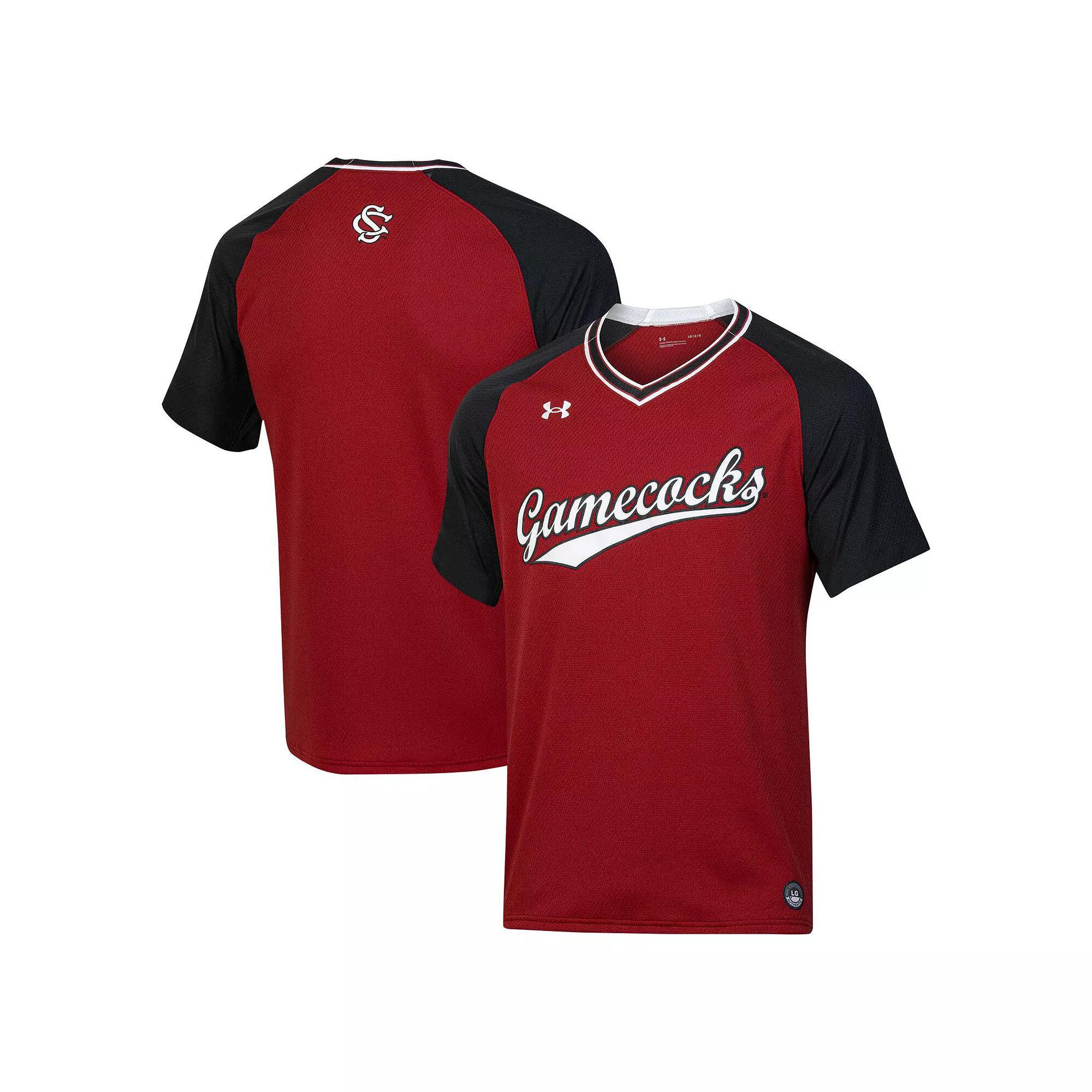 Men's Under Armour Garnet South Carolina Gamecocks Softball V-Neck Jersey, Size: Small, Red Product Image