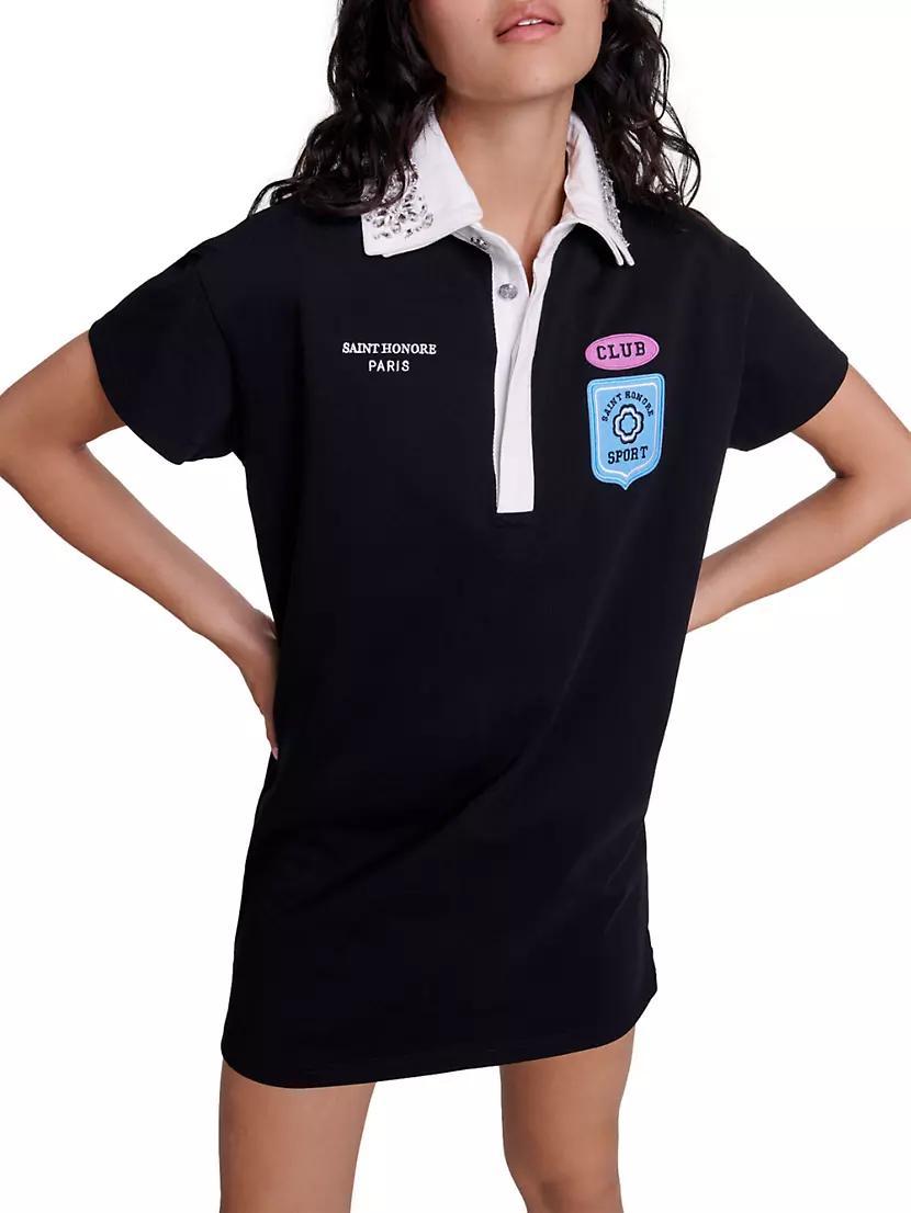 Embroidered Rhinestone Polo Dress Product Image