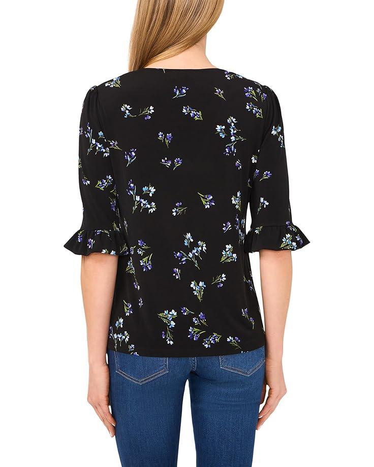 Women's CeCe V-Neck Elbow Ruffled Sleeve Knit Top Product Image