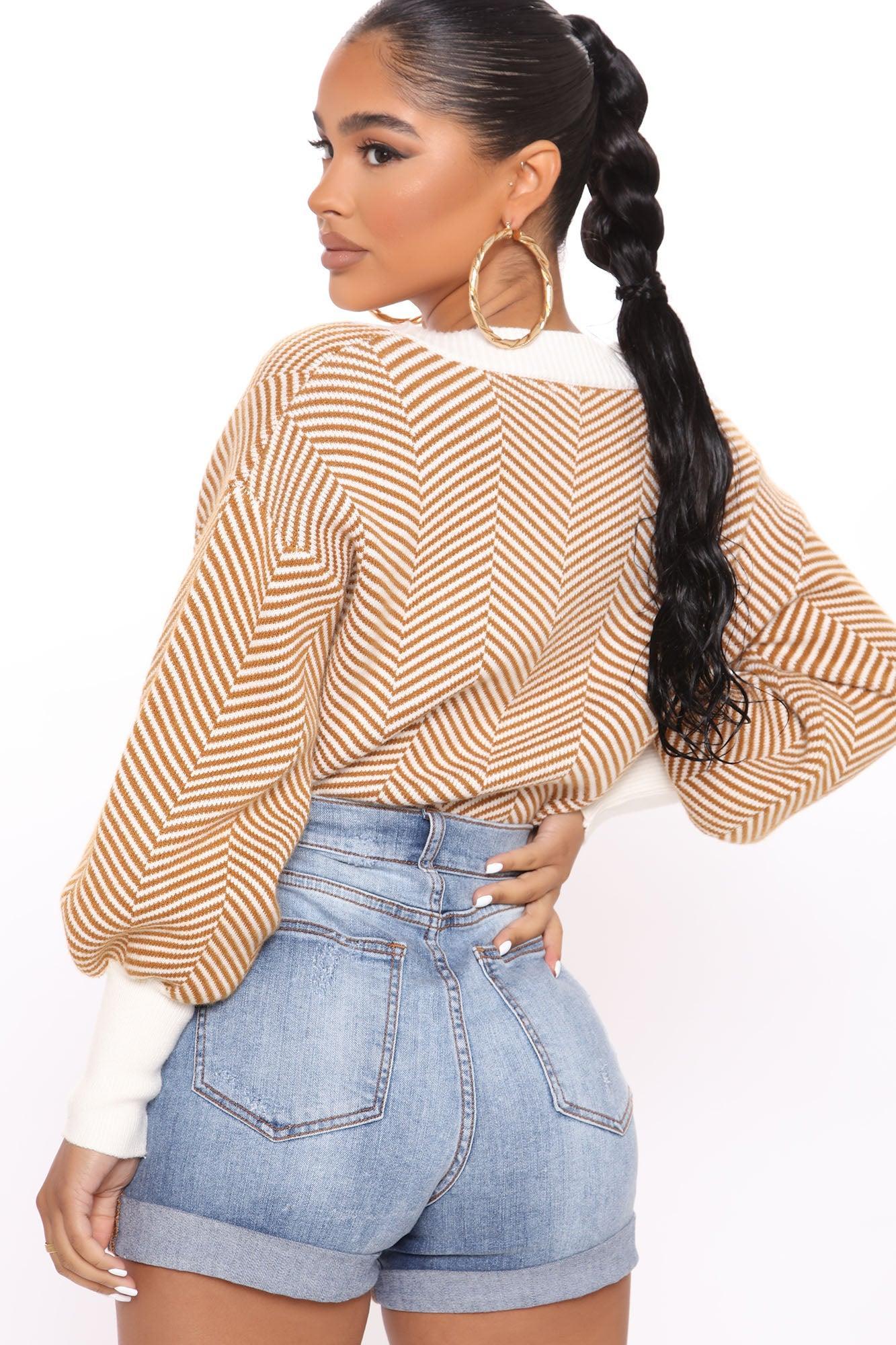 Madison Stripe Cropped Cardigan - Ivory/combo Product Image