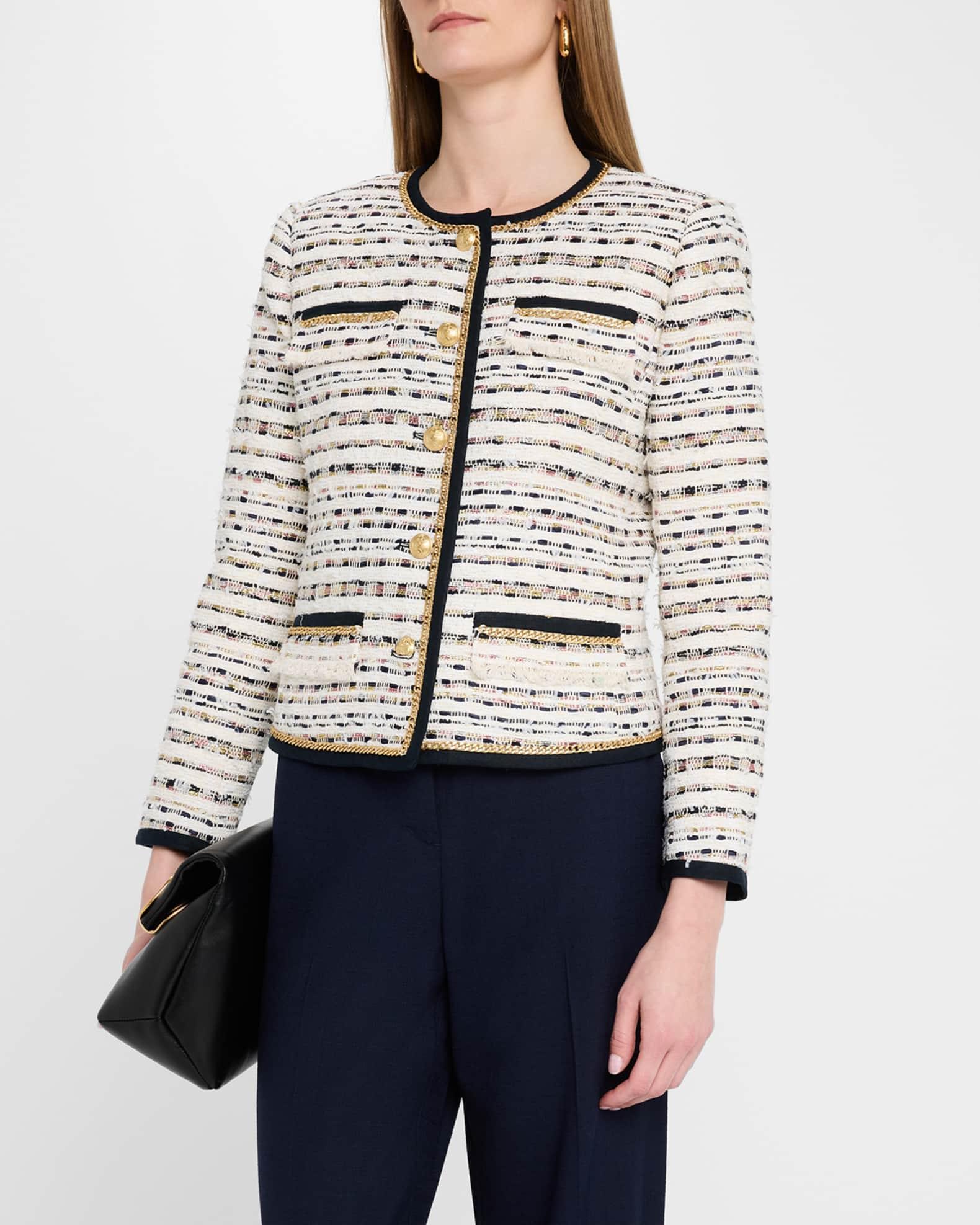 Kiera Chain-Trim Fringed Tweed Jacket Product Image