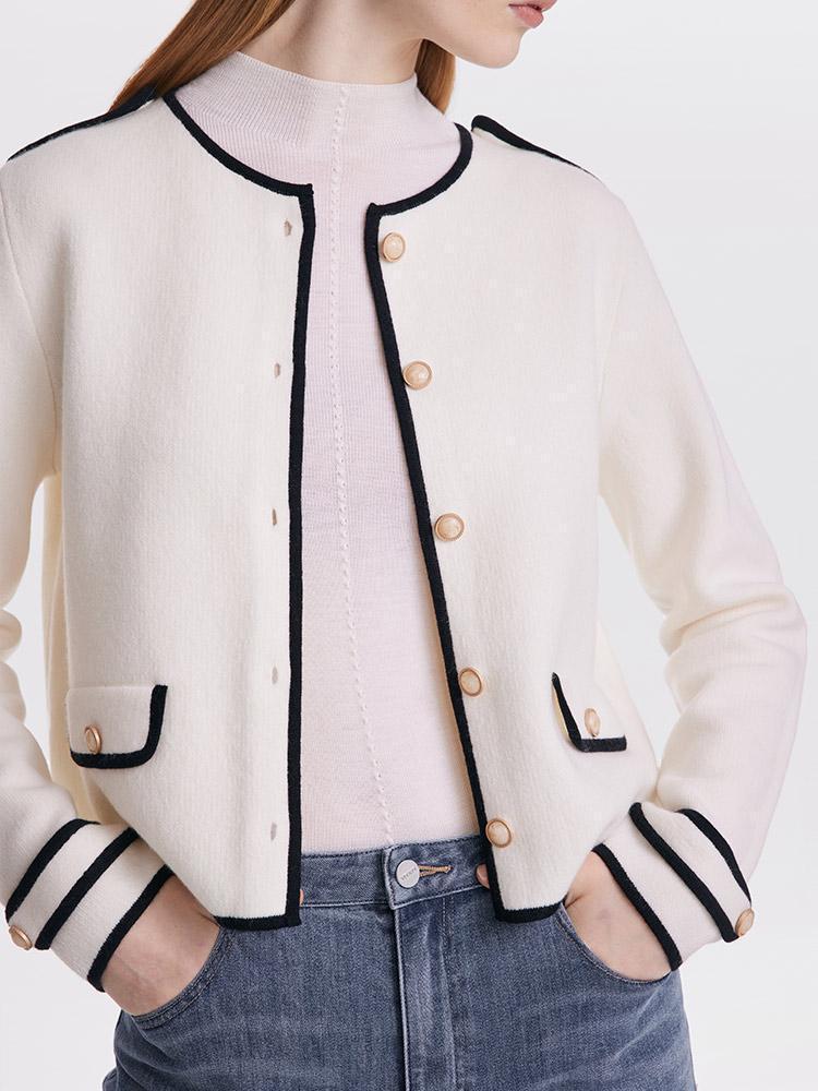 Contrast Soft Woolen Cardigan Product Image