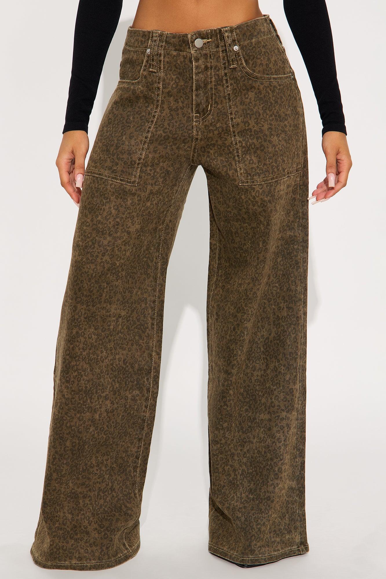 Elsie Leopard Wide Leg Pant - Brown Combo Product Image
