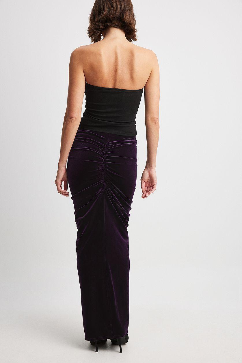 Velvet Rouched Maxi Skirt Product Image