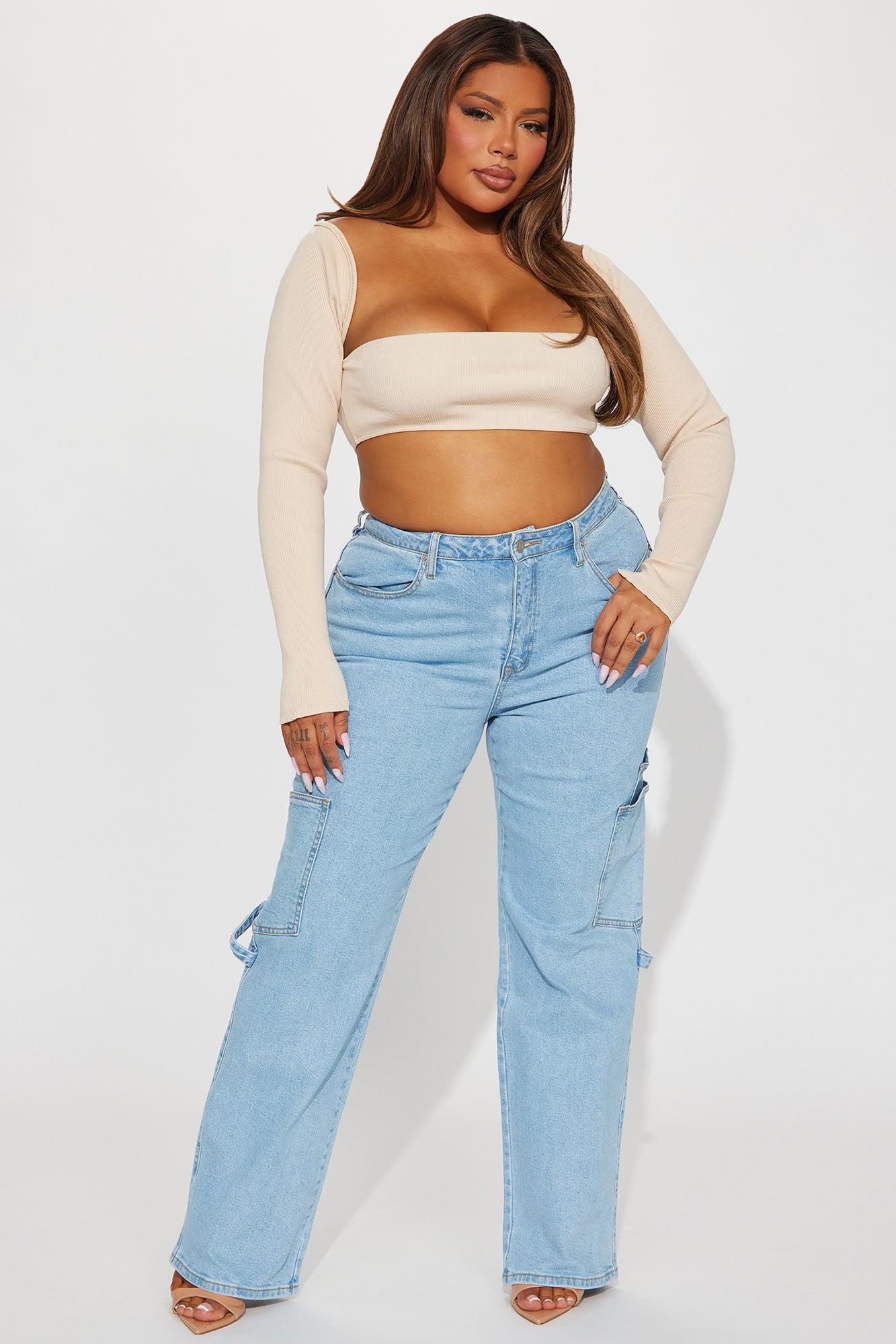 Step By Step Utility Straight Leg Jeans - Light Wash Product Image