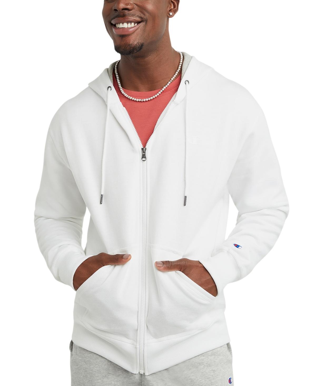 Mens Champion Powerblend Full-Zip Hoodie, C Logo Oxford Grey XL Product Image