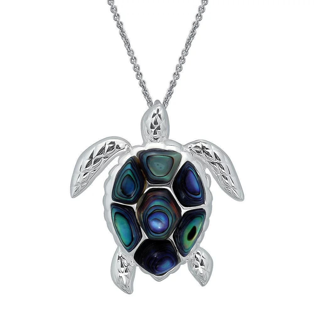 Aleure Precioso Silver Plated Abalone Turtle Pendant Necklace, Women's, Size: 18", Silver Tone Team Product Image