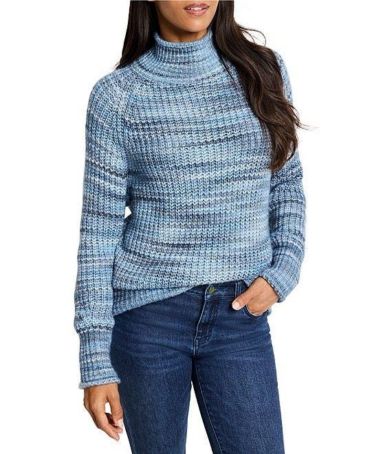 NIC + ZOE Party Mix Shaker Rib Stitch Knit Turtleneck Long Sleeve Sweater Product Image