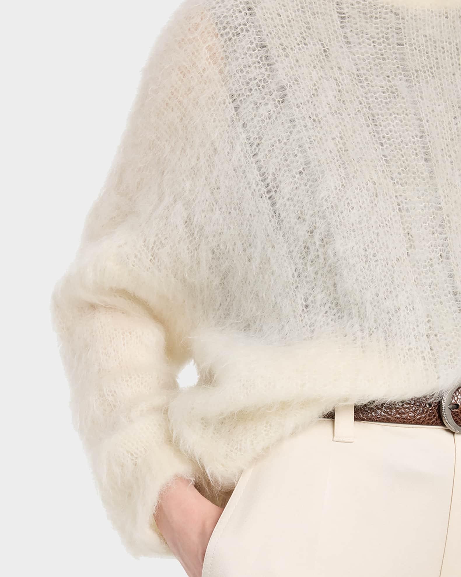 Mohair Cozy Candy Floss Knit Crewneck Sweater Product Image