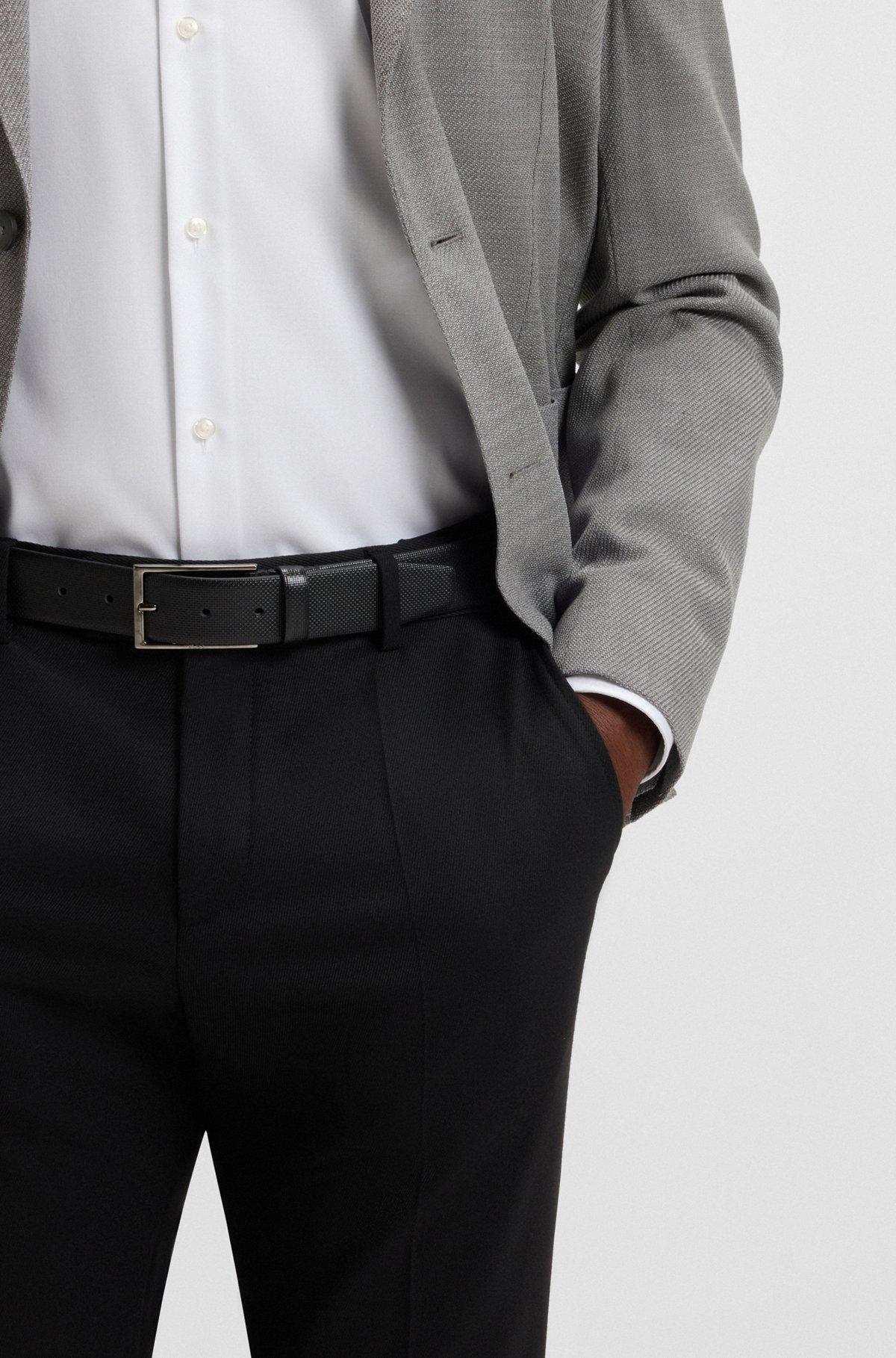 BOSS - Belt bag with trims in printed Italian leather - Black Product Image