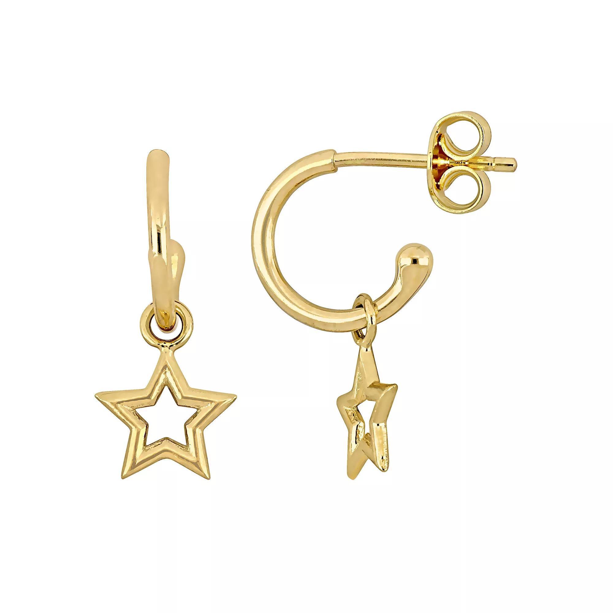 Stella Grace 14k Gold Star Drop Hoop Earrings, Womens Product Image
