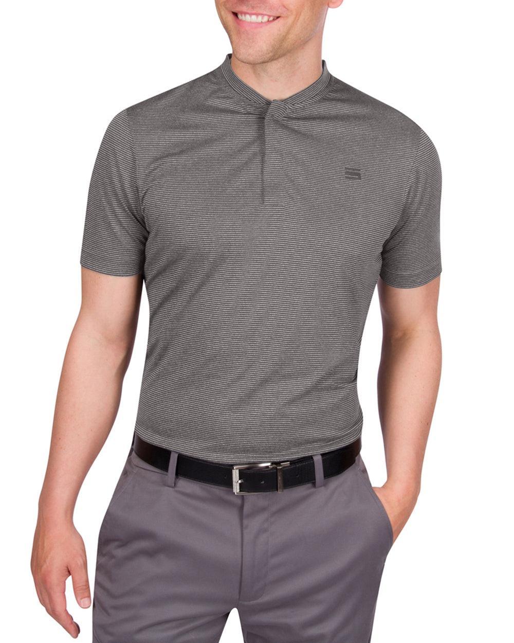 Three Sixty Six Men's Thin-Striped Collarless Golf Polos Product Image