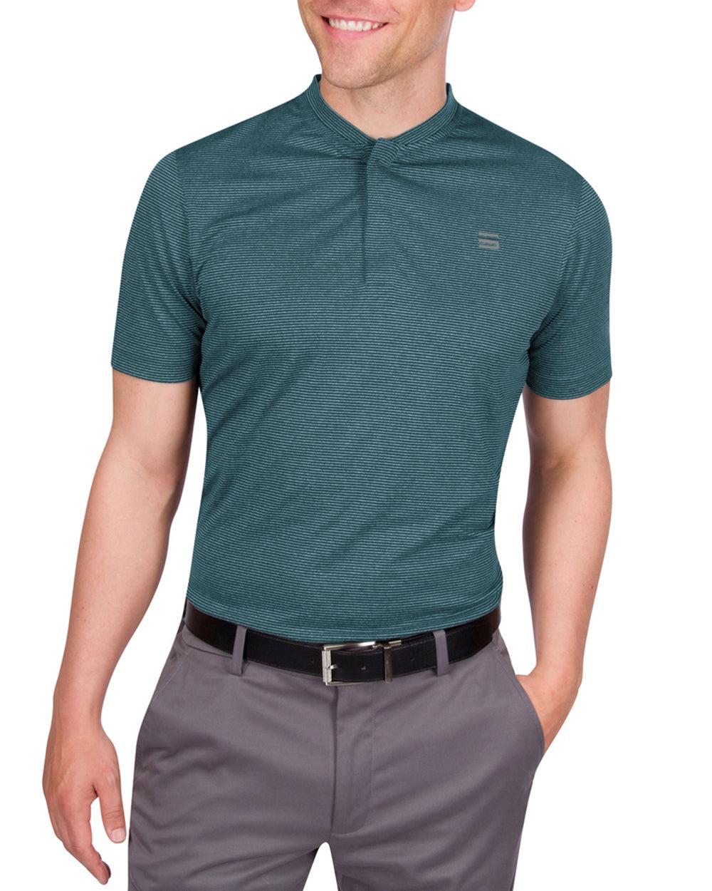 Three Sixty Six Men's Thin-Striped Collarless Golf Polos Product Image