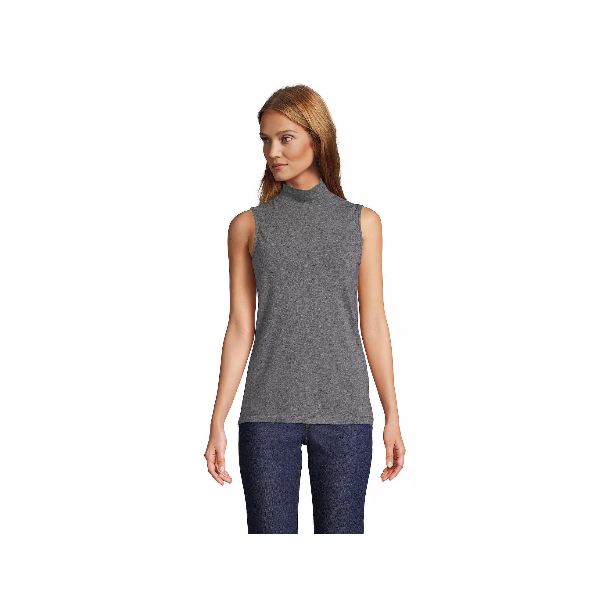 Women's Lands' End Sleeveless Mockneck Top, Size: Small, Black Product Image