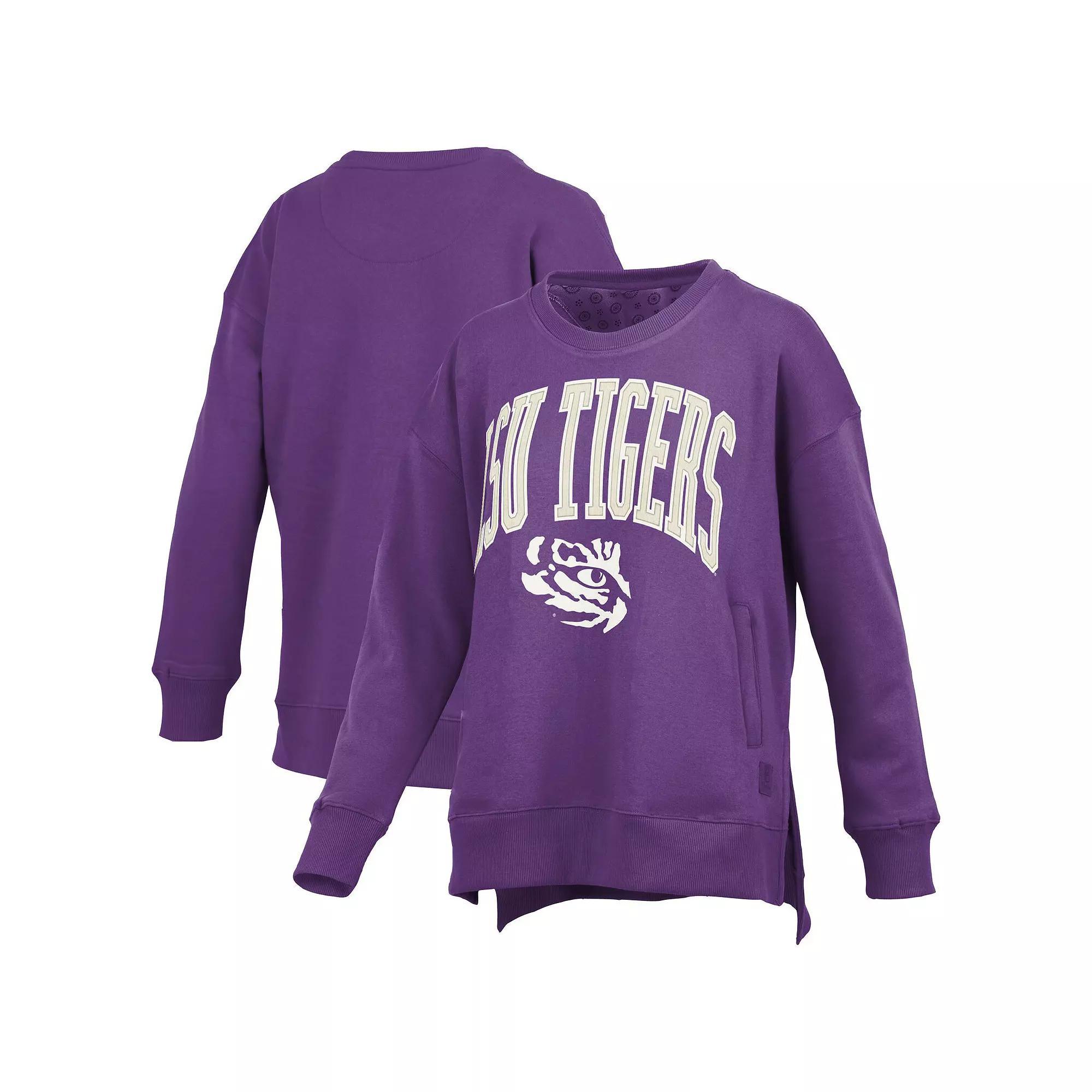 Women's Pressbox Purple LSU Tigers Pocketed Arch Pullover Sweatshirt, Size: Medium Product Image
