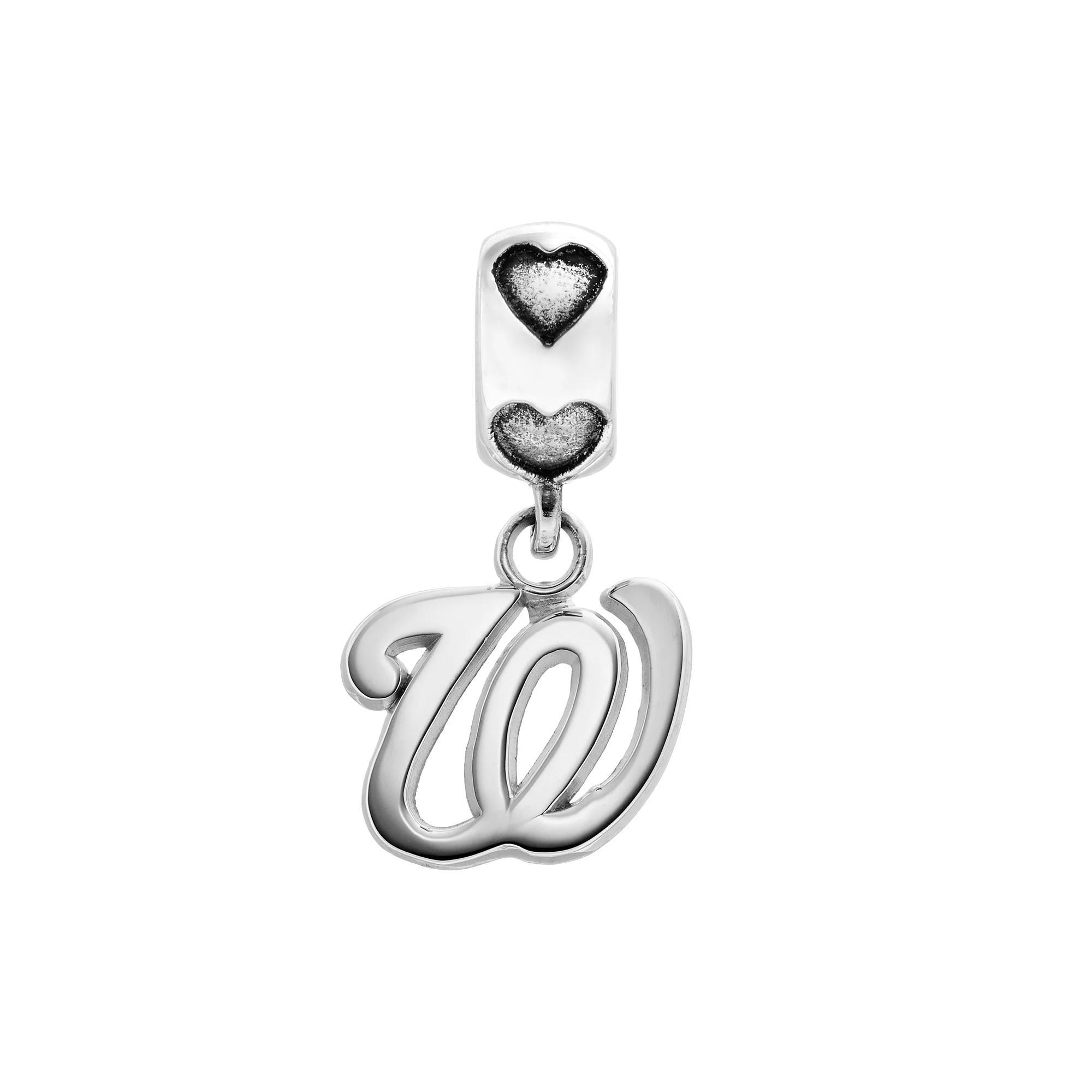 LogoArt Washington Nationals Sterling Silver Team Logo Charm, Women's, Grey Product Image