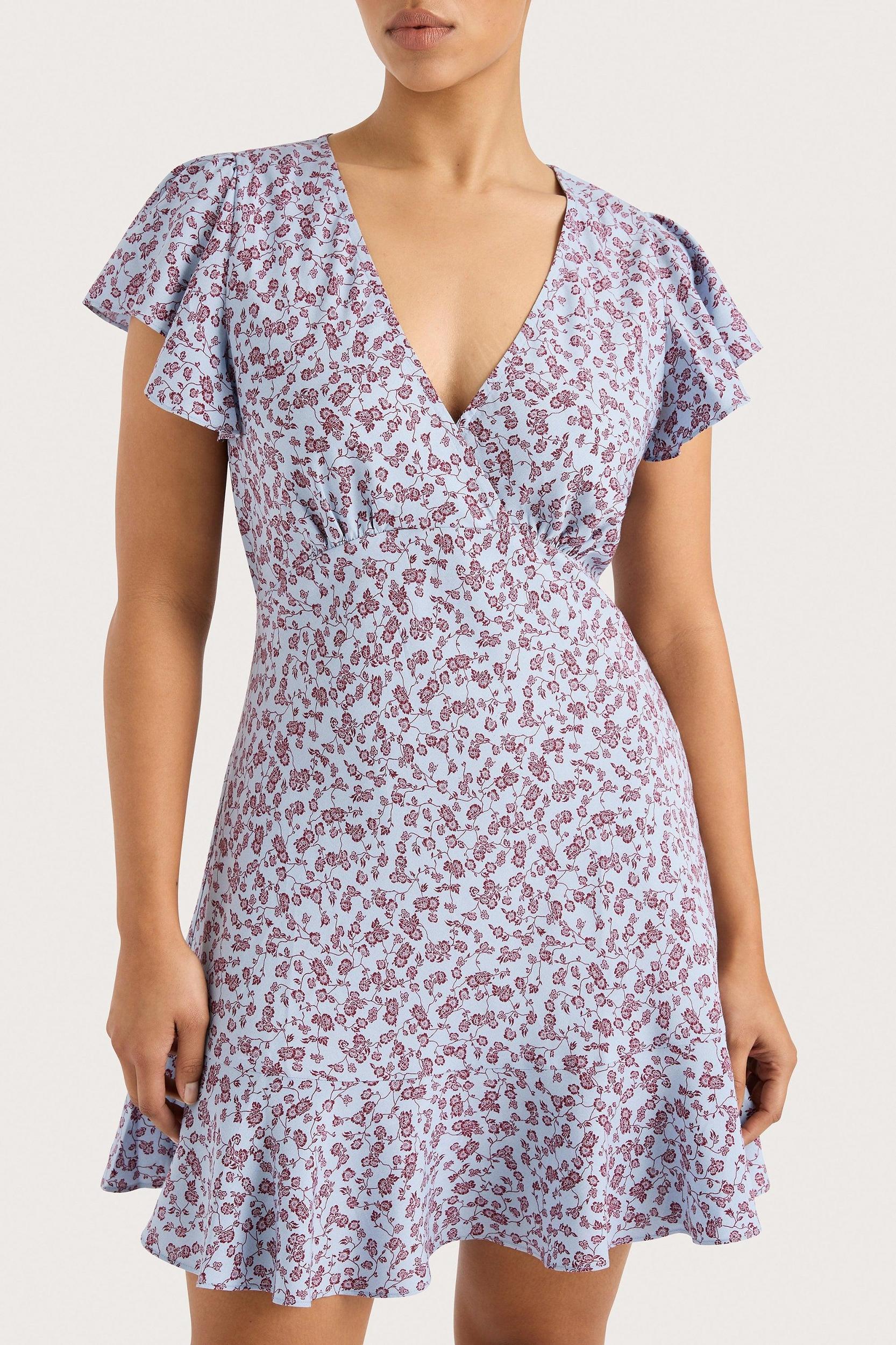 Alba Mini Dress Amaryllis Floral Blue - Final Sale Product Image