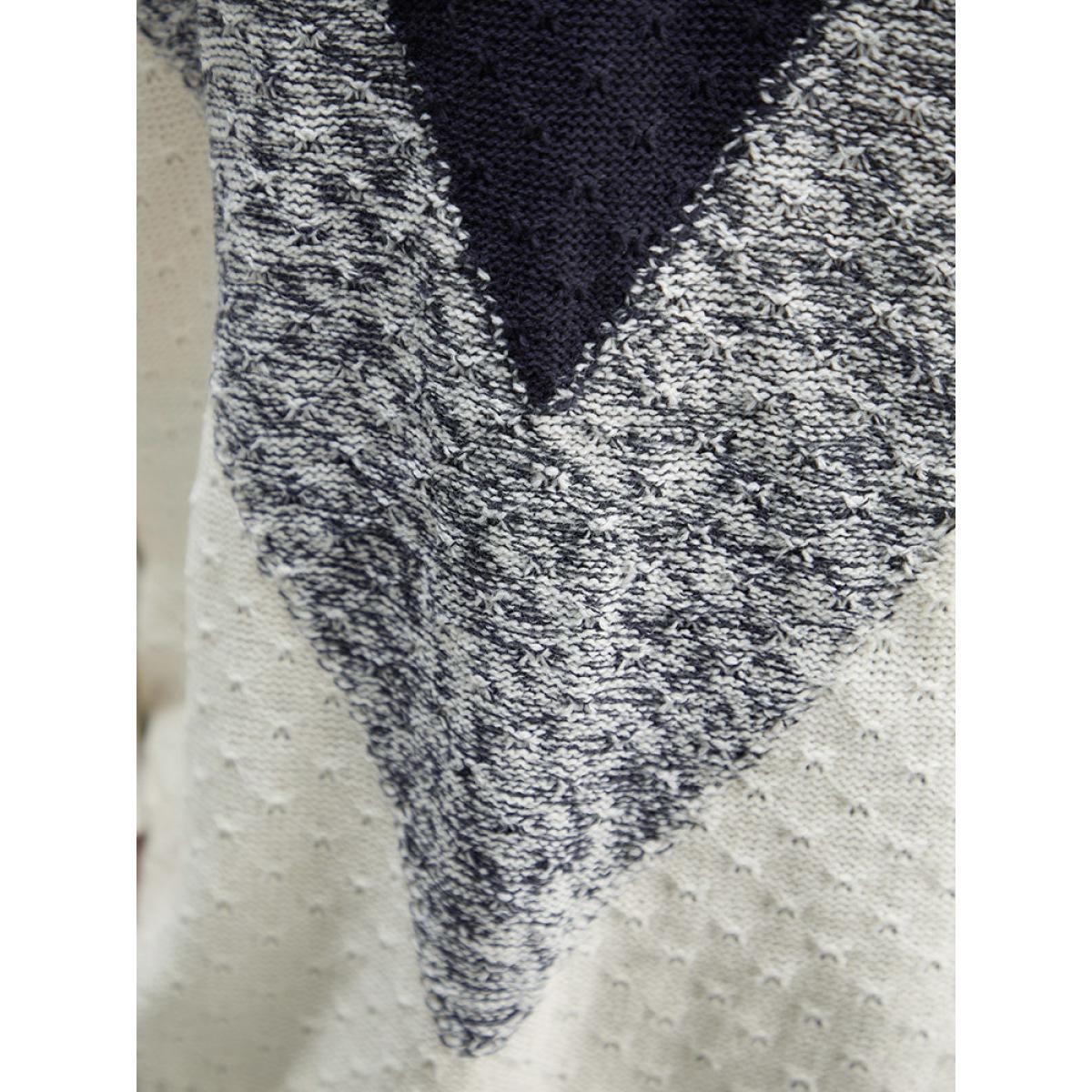 Plus Size Heather Colorblock Turtle Neck Pullover Midnight Women Casual Loose Long Sleeve Round Neck Dailywear Pullovers BloomChic 22-24/3X Product Image