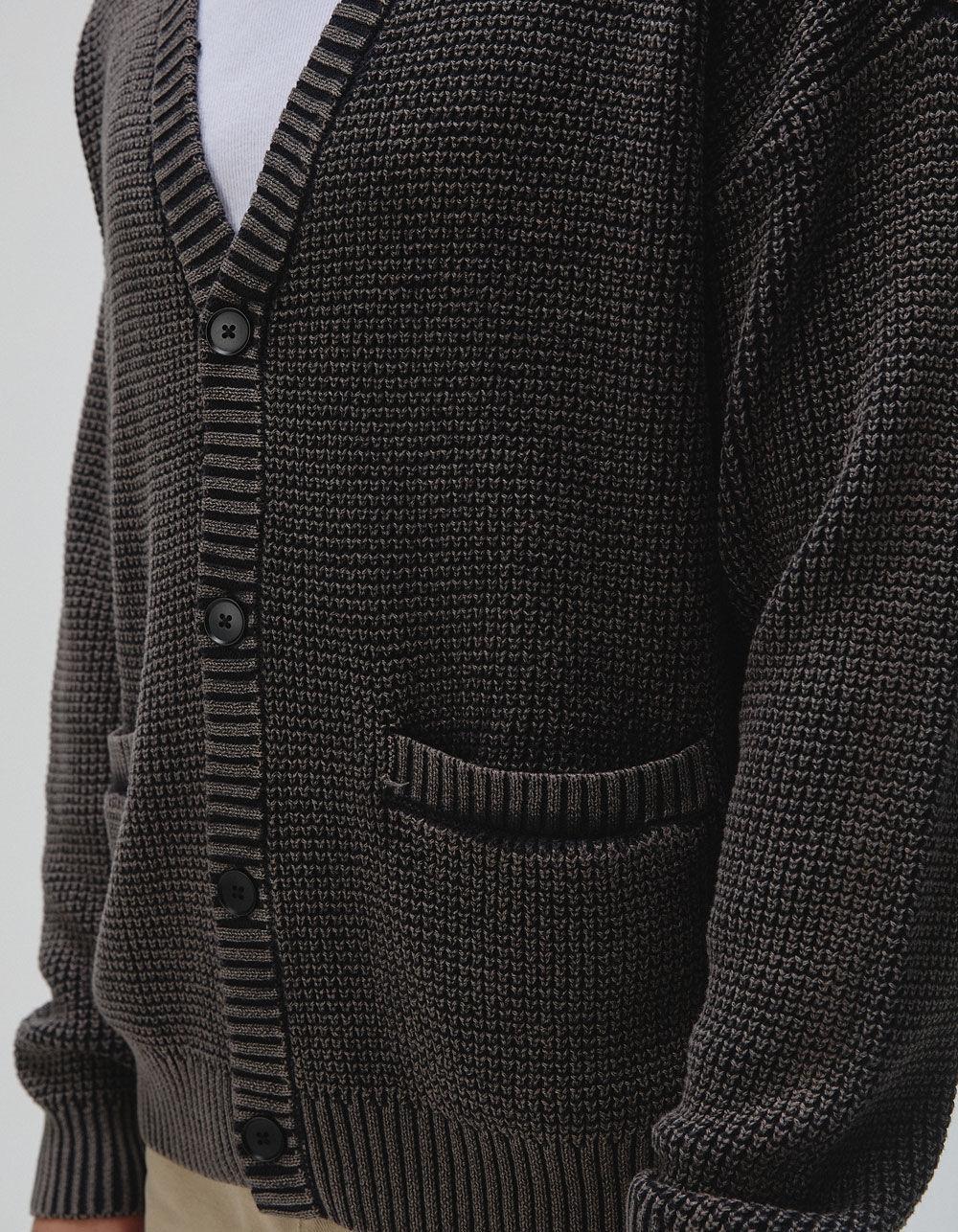 RSQ Mens Washed Cardigan Sweater - BLACK Product Image