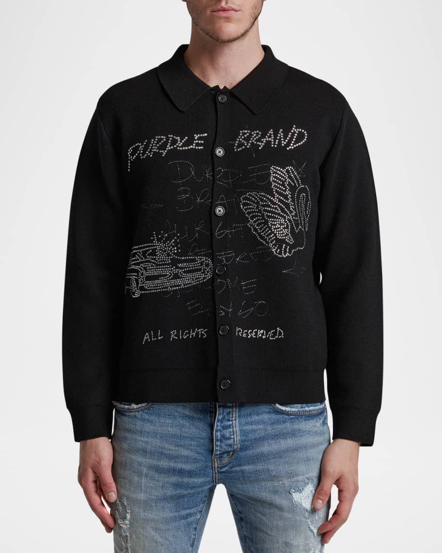Mens Rhinestone Graphic Cardigan Product Image