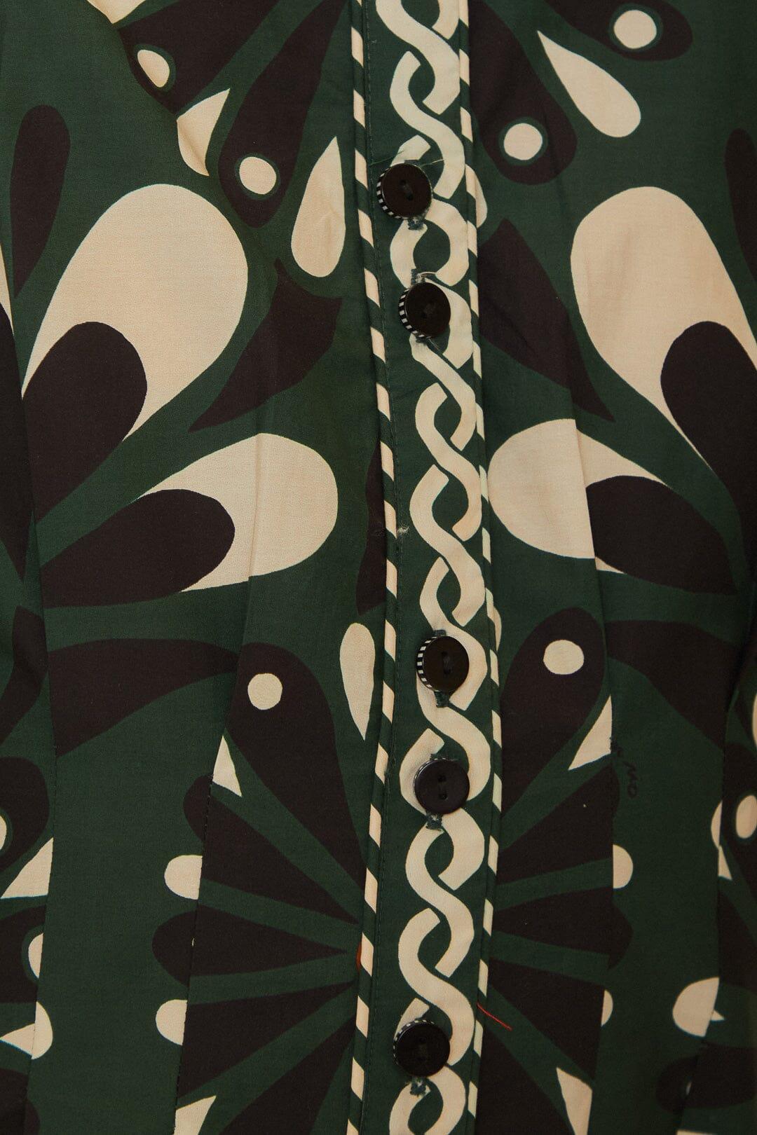 Green Ainika Flowers Short Sleeve Mini Dress Product Image