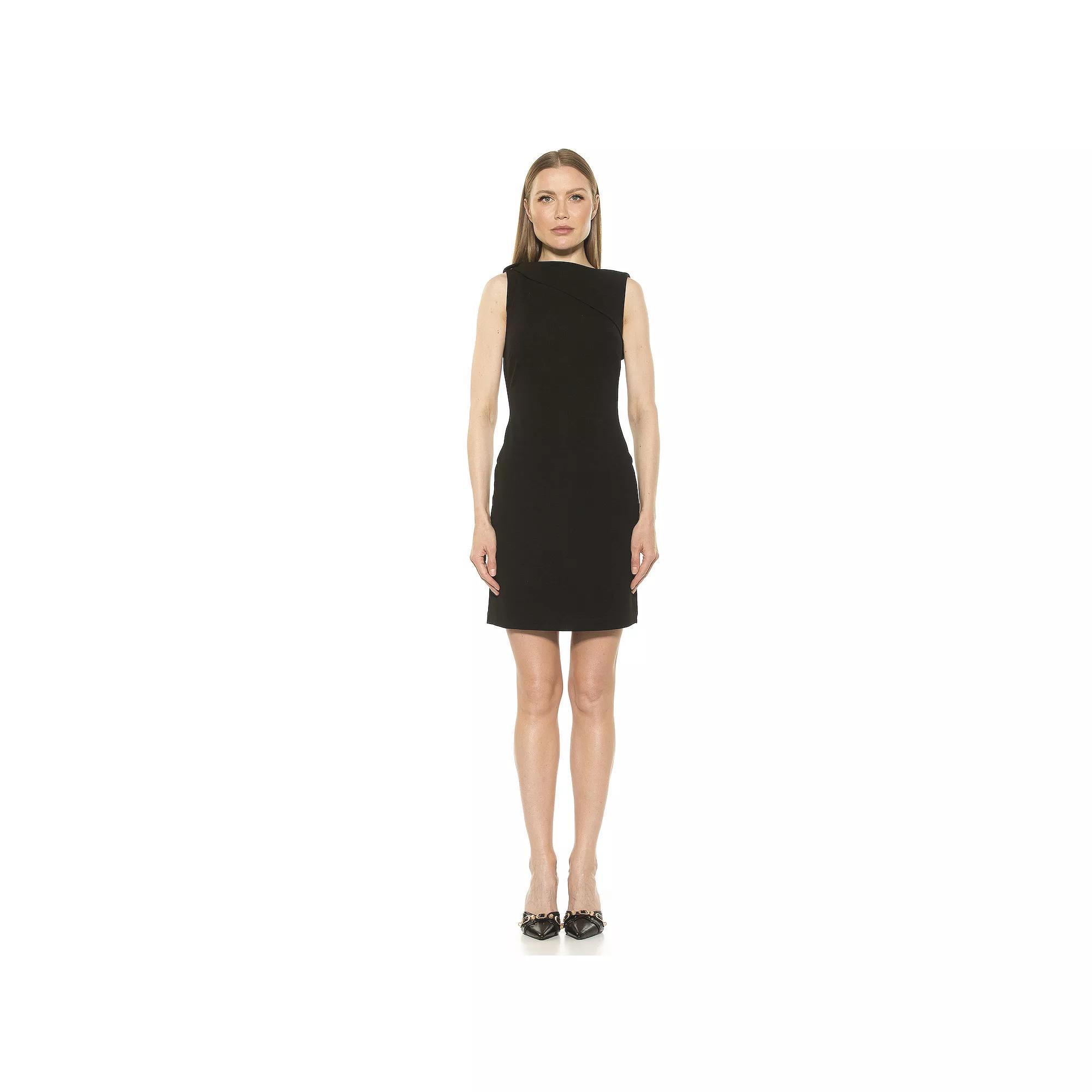 Women's ALEXIA ADMOR Larisa Foldover Boatneck Sleeveless Sheath Dress, Size: XL, Black Product Image