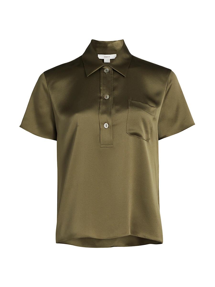 Womens Silk Short-Sleeve Polo Top Product Image
