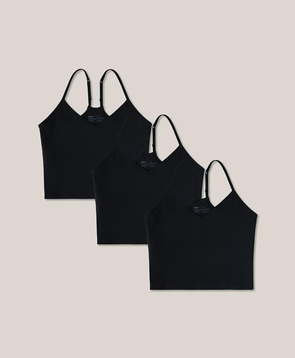 Women's Black Everyday Shelf Bra Cropped Camisole 3-Pack XX Product Image