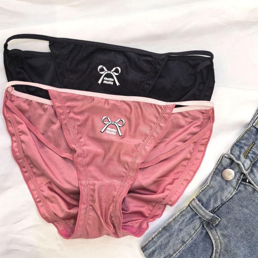 Lettering Bow Print Bikini Panties Product Image
