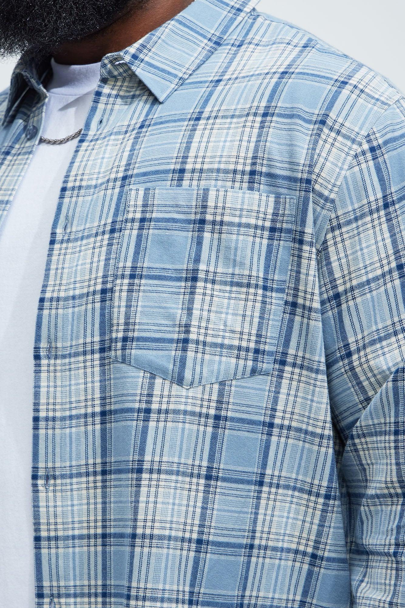 Delano Cropped Plaid Shirt - Blue/combo Product Image