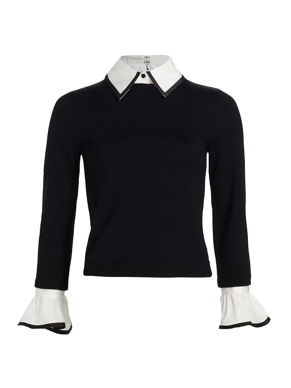 Justina Woven Combo Long-Sleeve Pullover Product Image