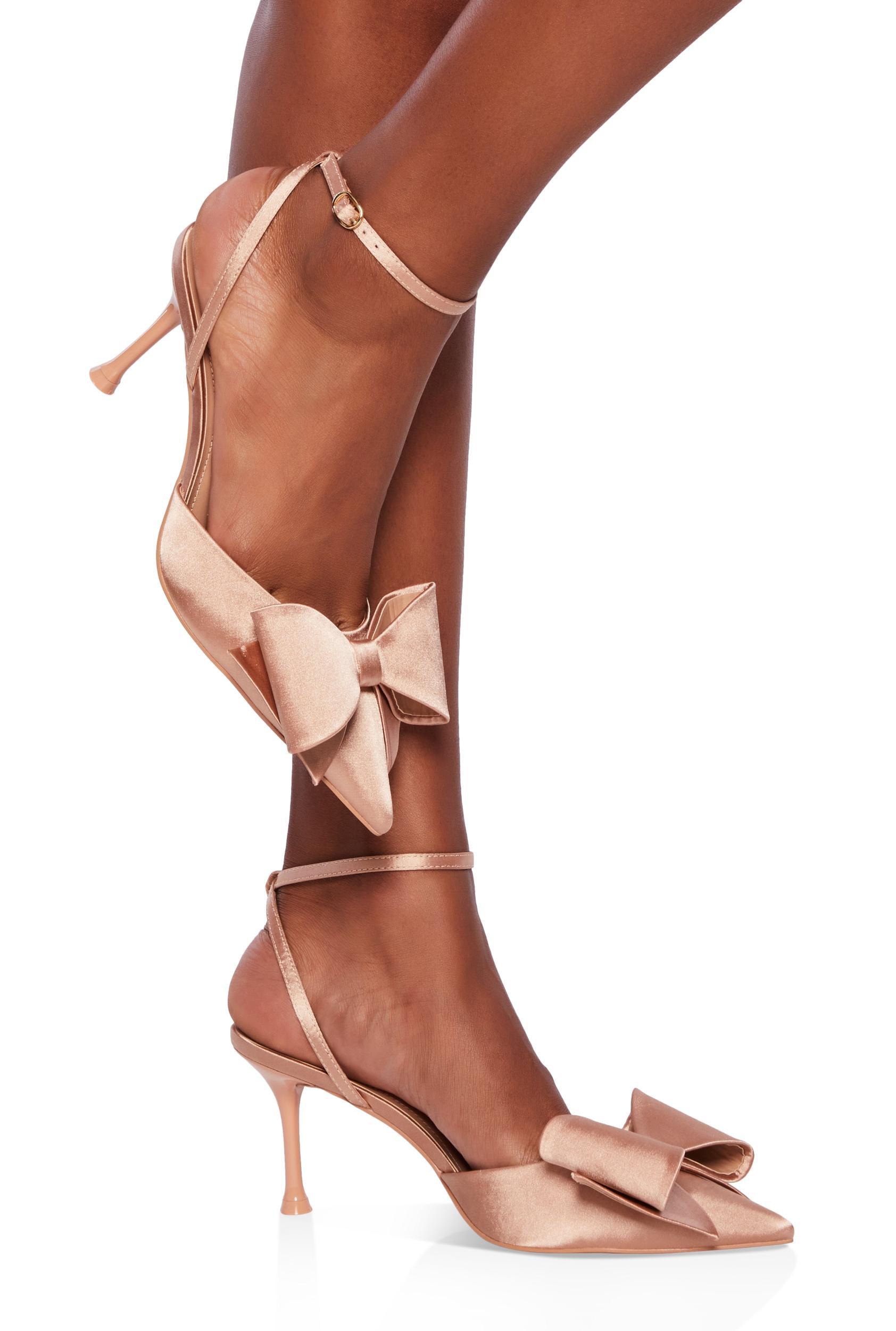 Womens Bow Ankle Strap Pointed Toe Pumps Product Image