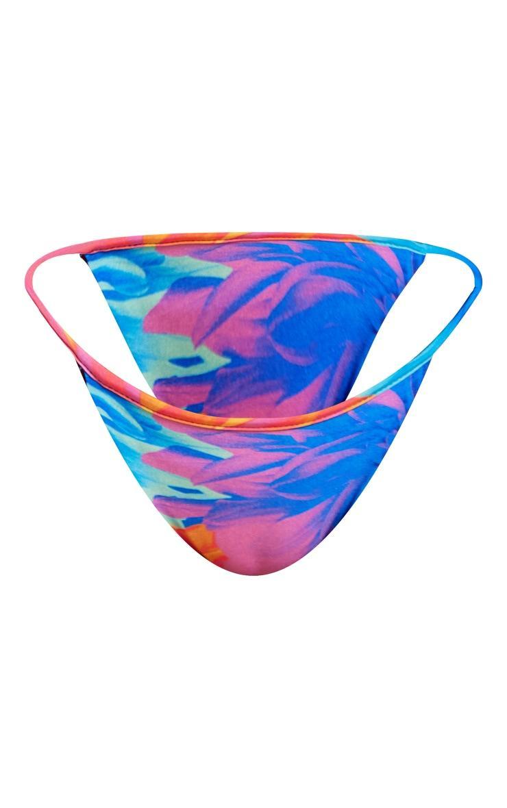Purple Oversized Floral Print Low Rise Bikini Bottoms Product Image