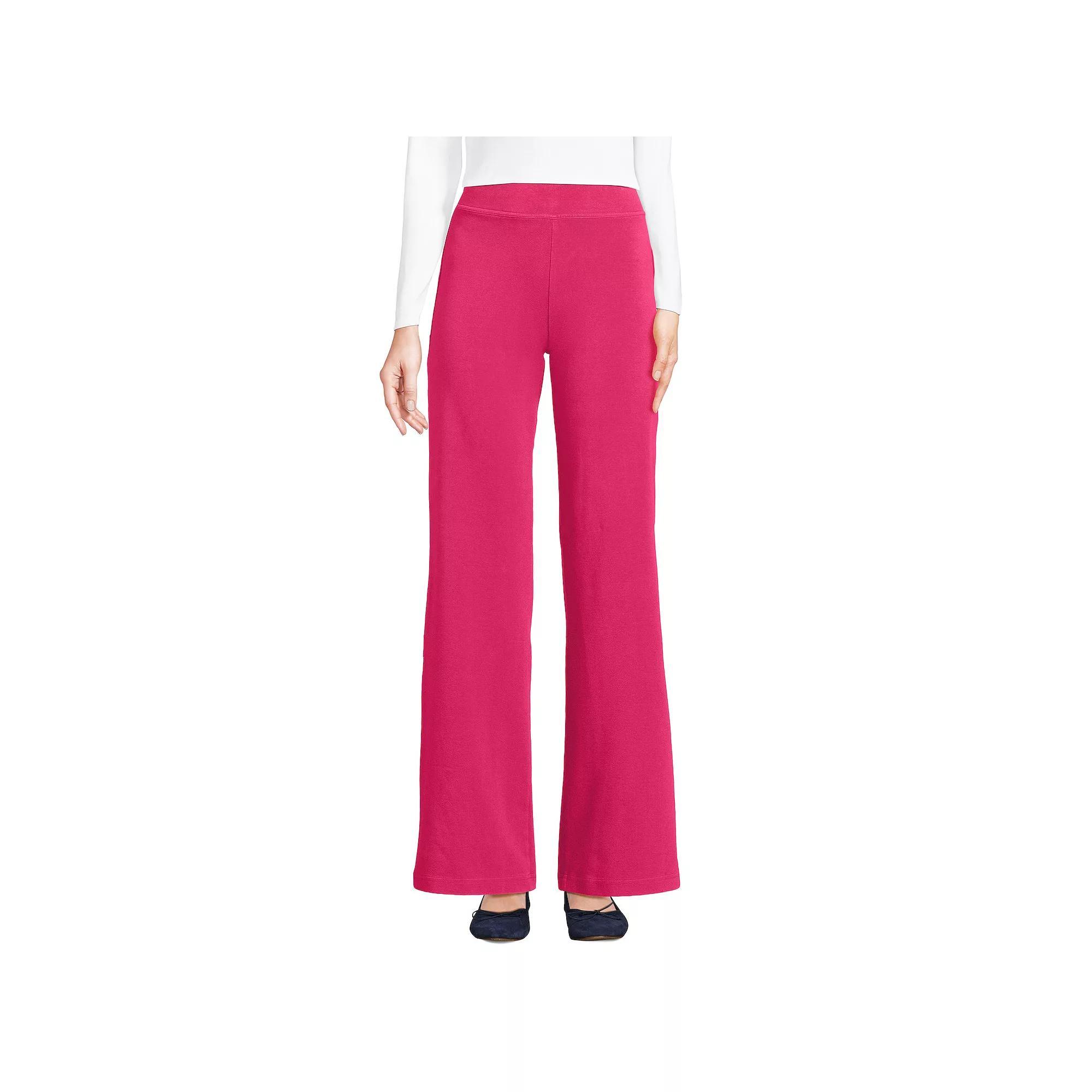 Women's Lands' End Starfish Mid Rise Wide Leg Pull On Pants, Size: Small, Grey Heather Product Image