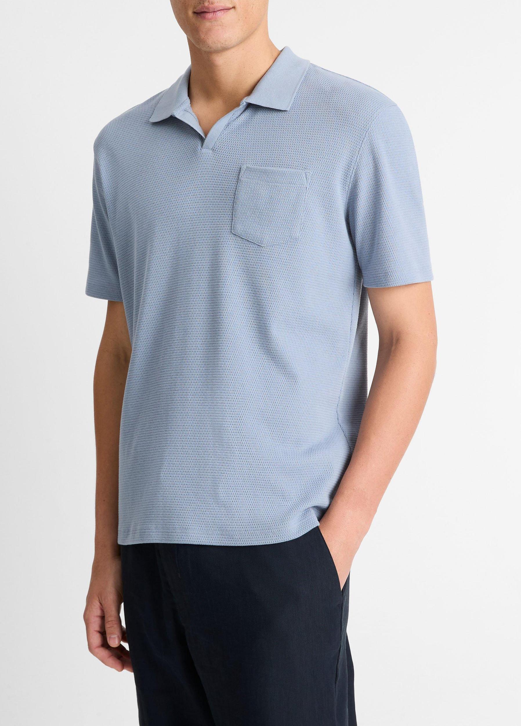 Mens Cotton-Blend Johnny-Collar Polo Shirt Vince Product Image