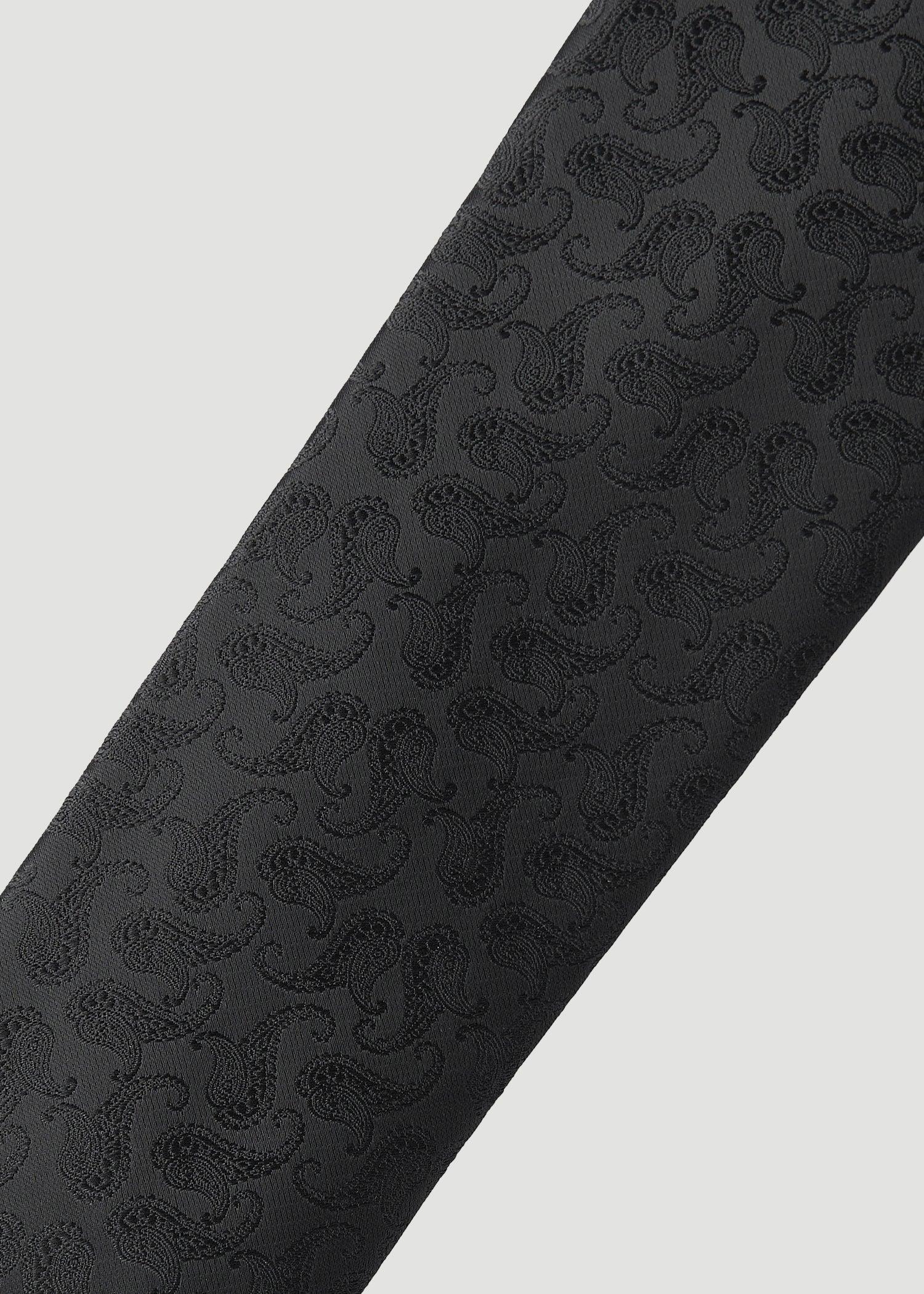 Dress Ties for Tall Men in Black Tonal Paisley Male Product Image