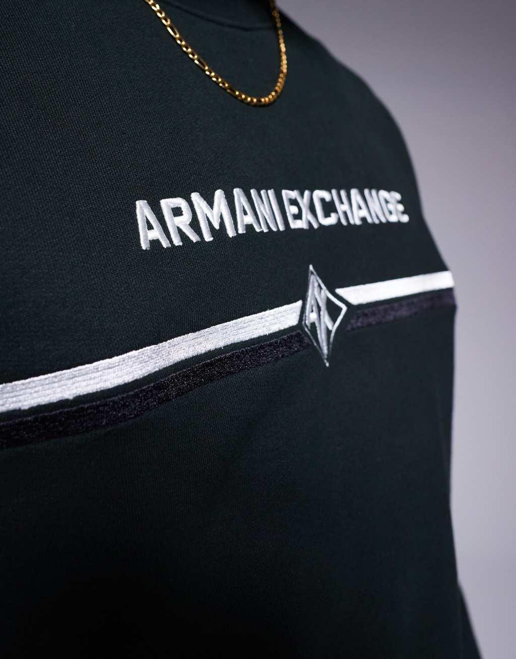 Armani Exchange sweatshirt with chest logo in dark green Product Image
