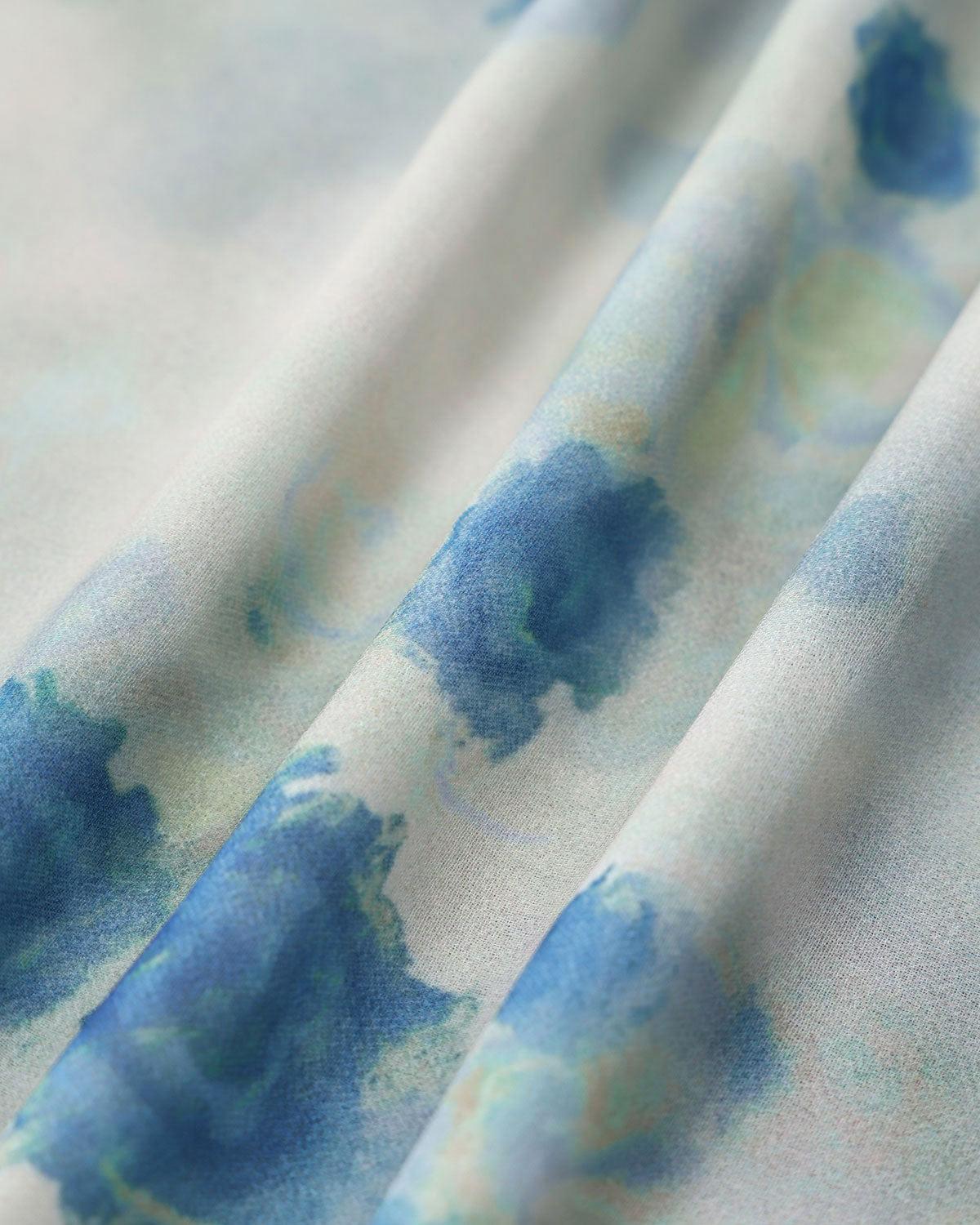 Blue Floral Ruffle Sleeveless Midi Dress Product Image