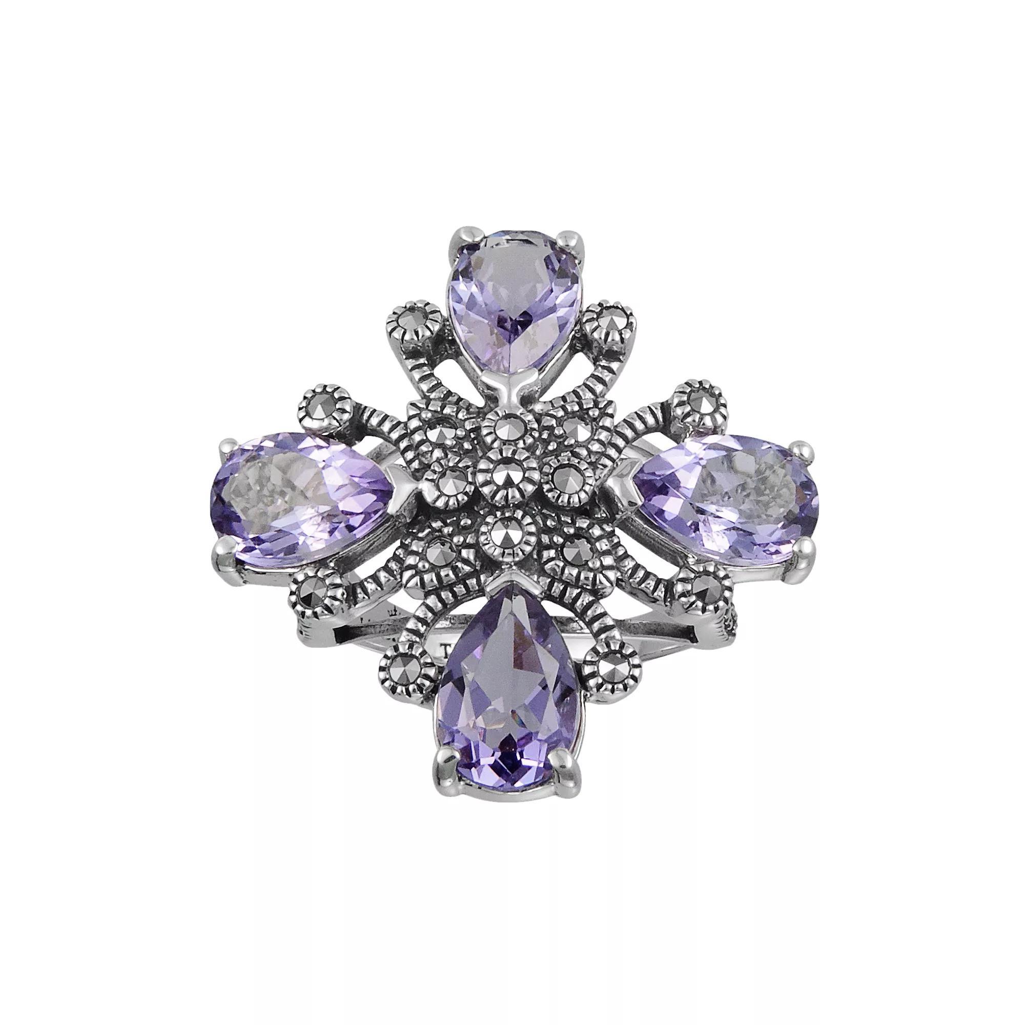 Lavish by TJM Sterling Silver Amethyst Flower Ring, Women's, Size: 8, Purple Product Image