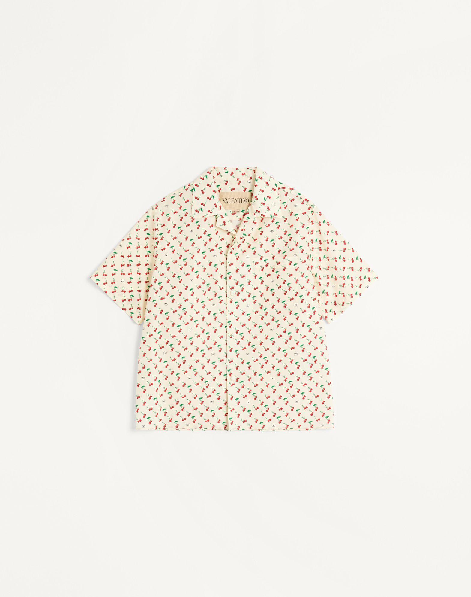 Cotton Poplin Bowling Shirt With Cherryfic Print Product Image