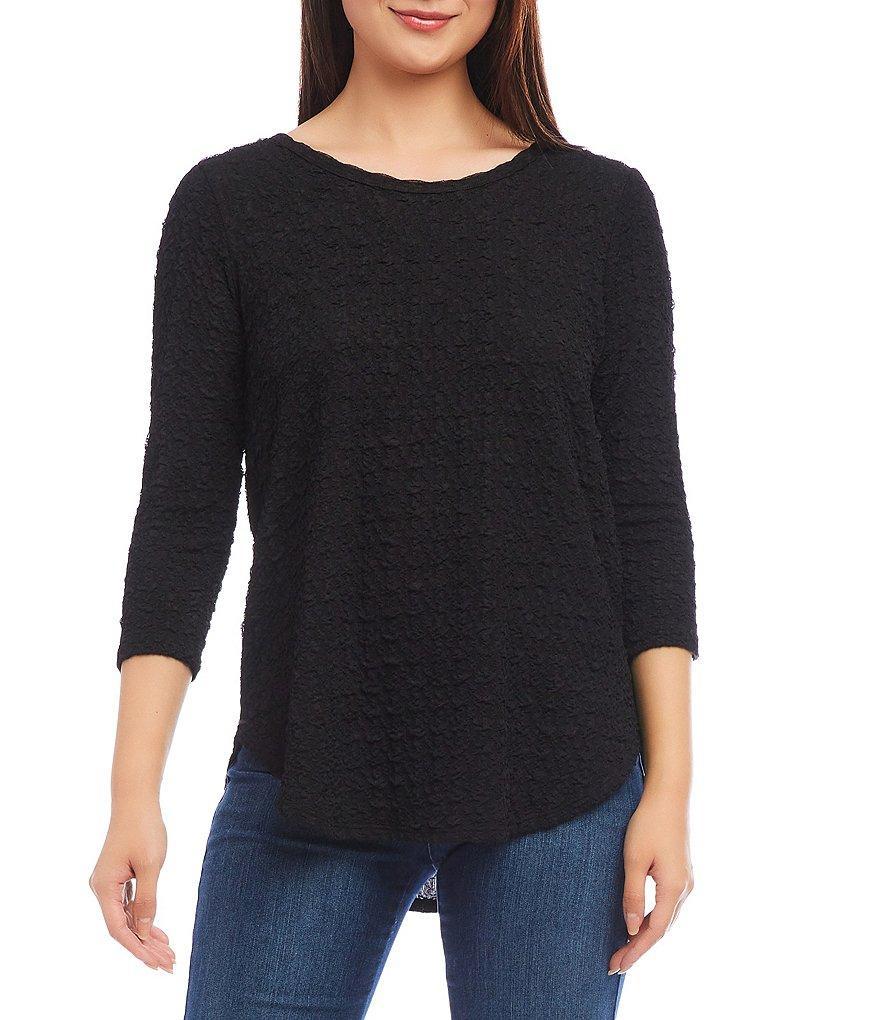 Karen Kane Bubble Stretch Boat Neck 3/4 Sleeve Top Product Image