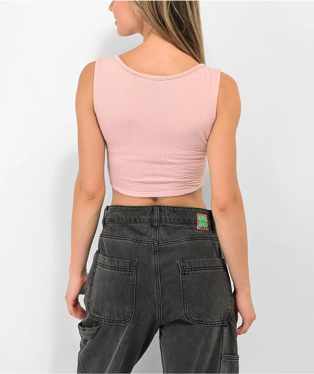 Spicychix Textured Pink Corset Crop Tank Top Product Image