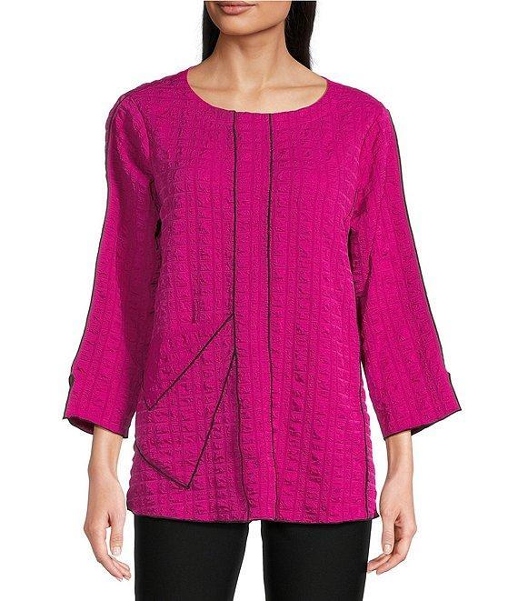 Ali Miles Textured Woven Scoop Neck 3/4 Sleeve Tunic Product Image