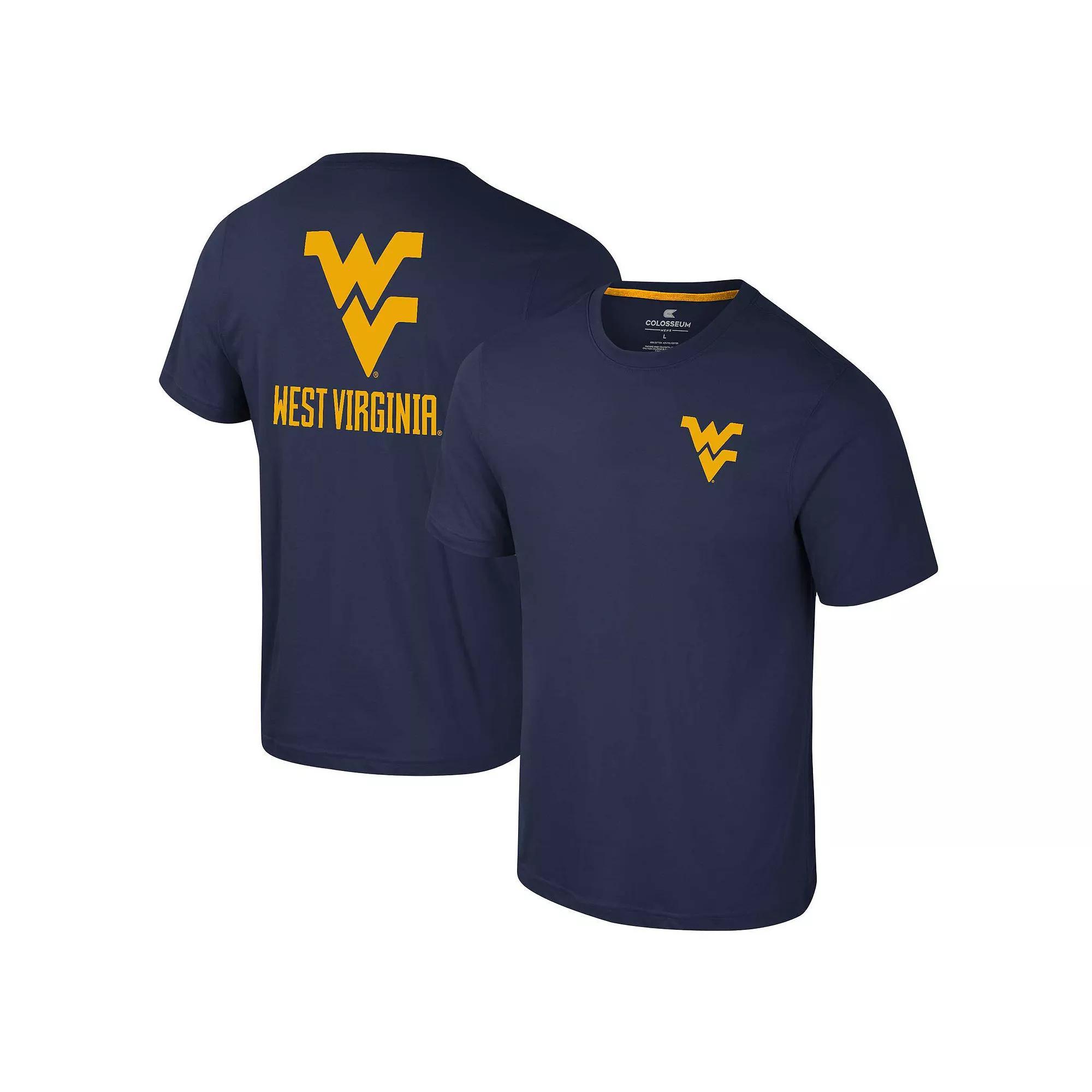Men's Colosseum Navy West Virginia Mountaineers Logo Lockup 2-Hit Active Blend T-Shirt, Size: Medium, Blue Product Image