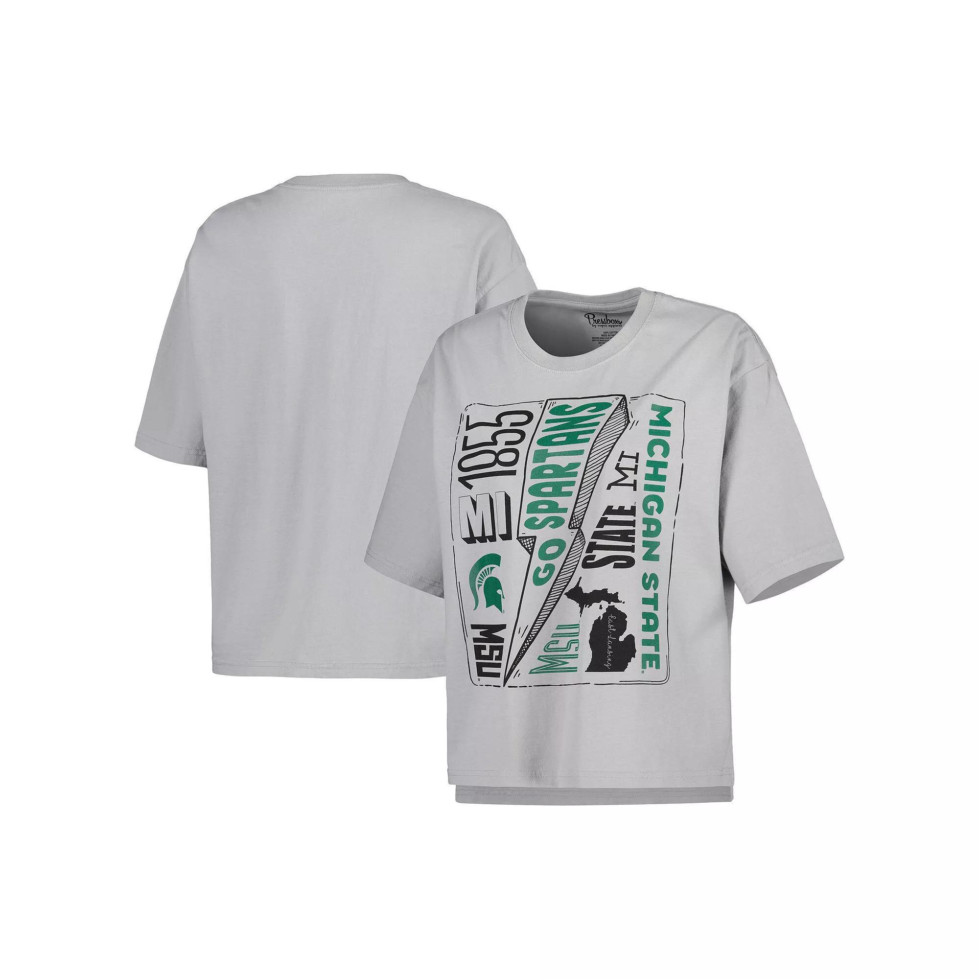 Women's Pressbox Silver Michigan State Spartans Rock & Roll School of Rock T-Shirt, Size: Small Product Image