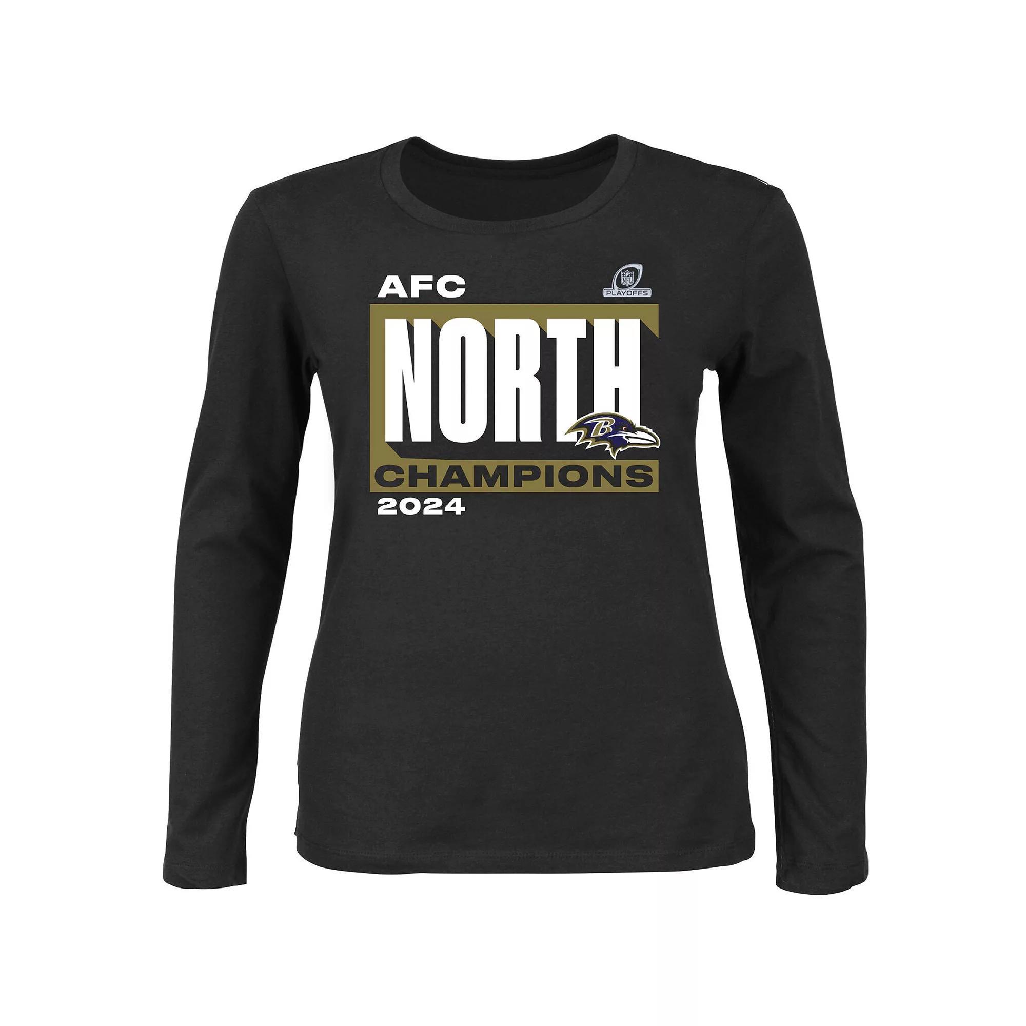 Women's Fanatics Black Baltimore Ravens 2024 AFC North Division Champions Plus Size Conquer Scoop Neck Long Sleeve T-Shirt, Size: 3XL Product Image