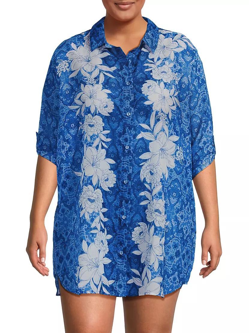Clio Floral Cotton & Silk Mini Shirtdress Product Image