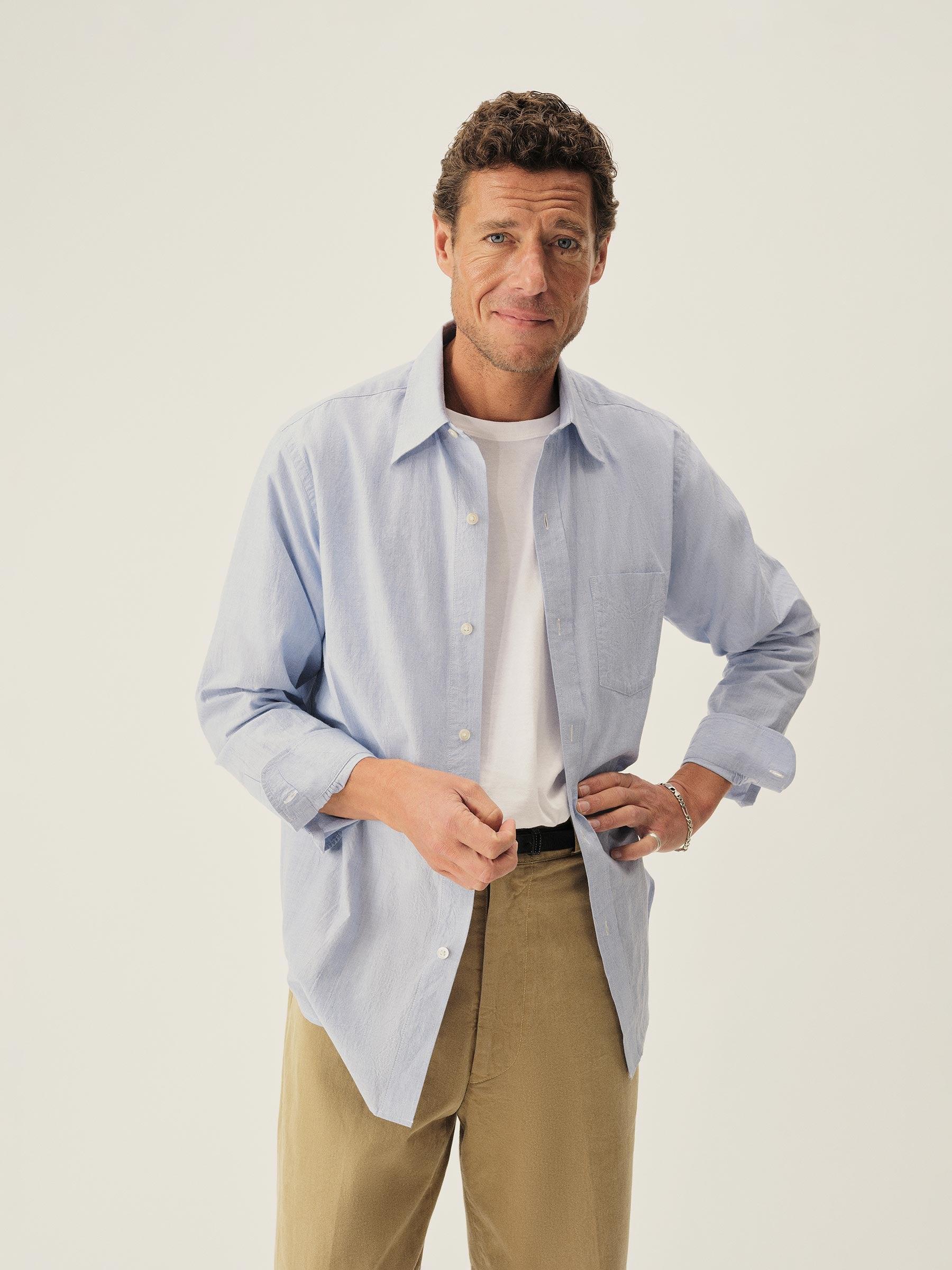 Azure End On End Wornwell One Pocket Shirt Product Image