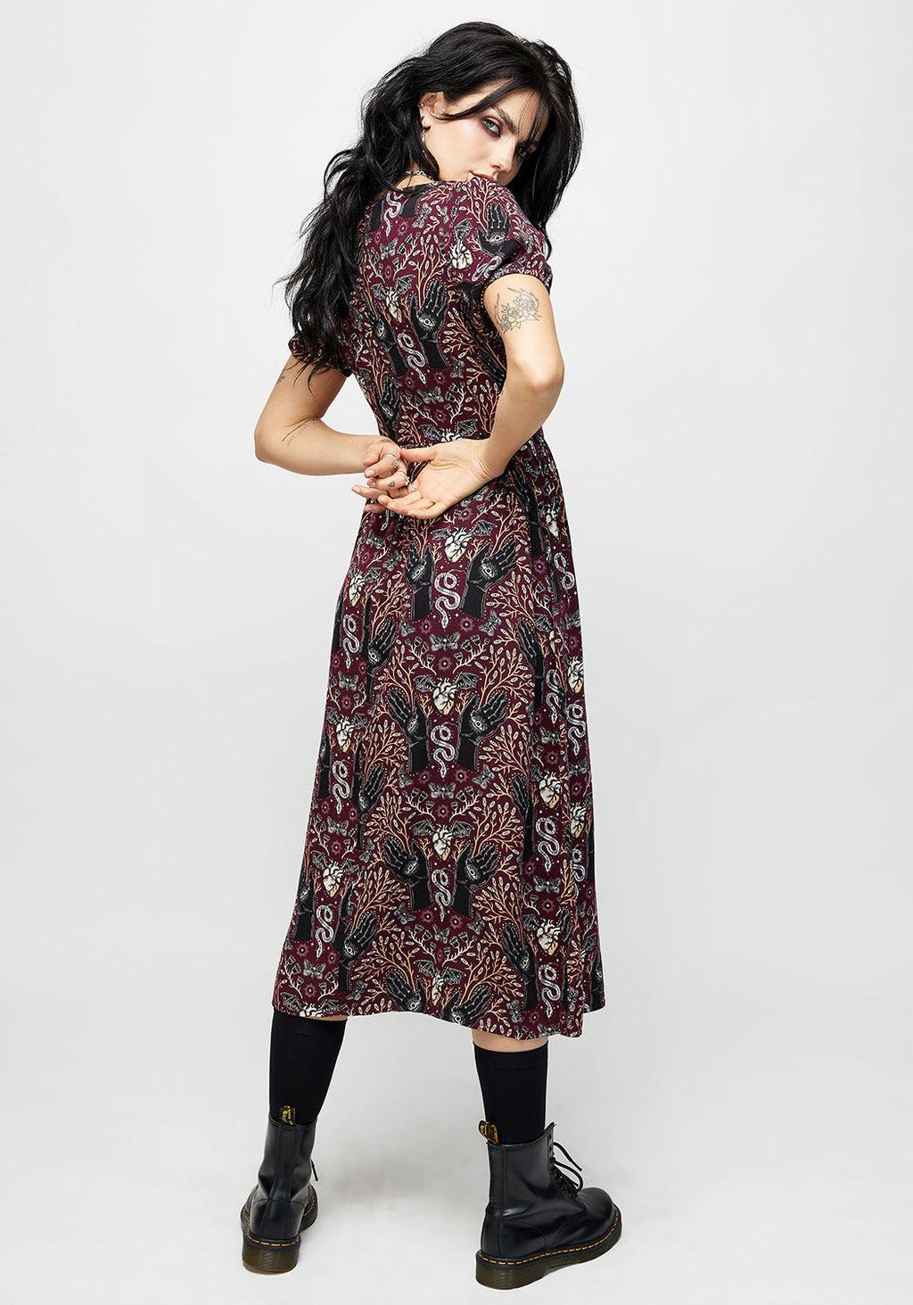 Hemlock Button Detail Puff Sleeve Midi Dress Product Image